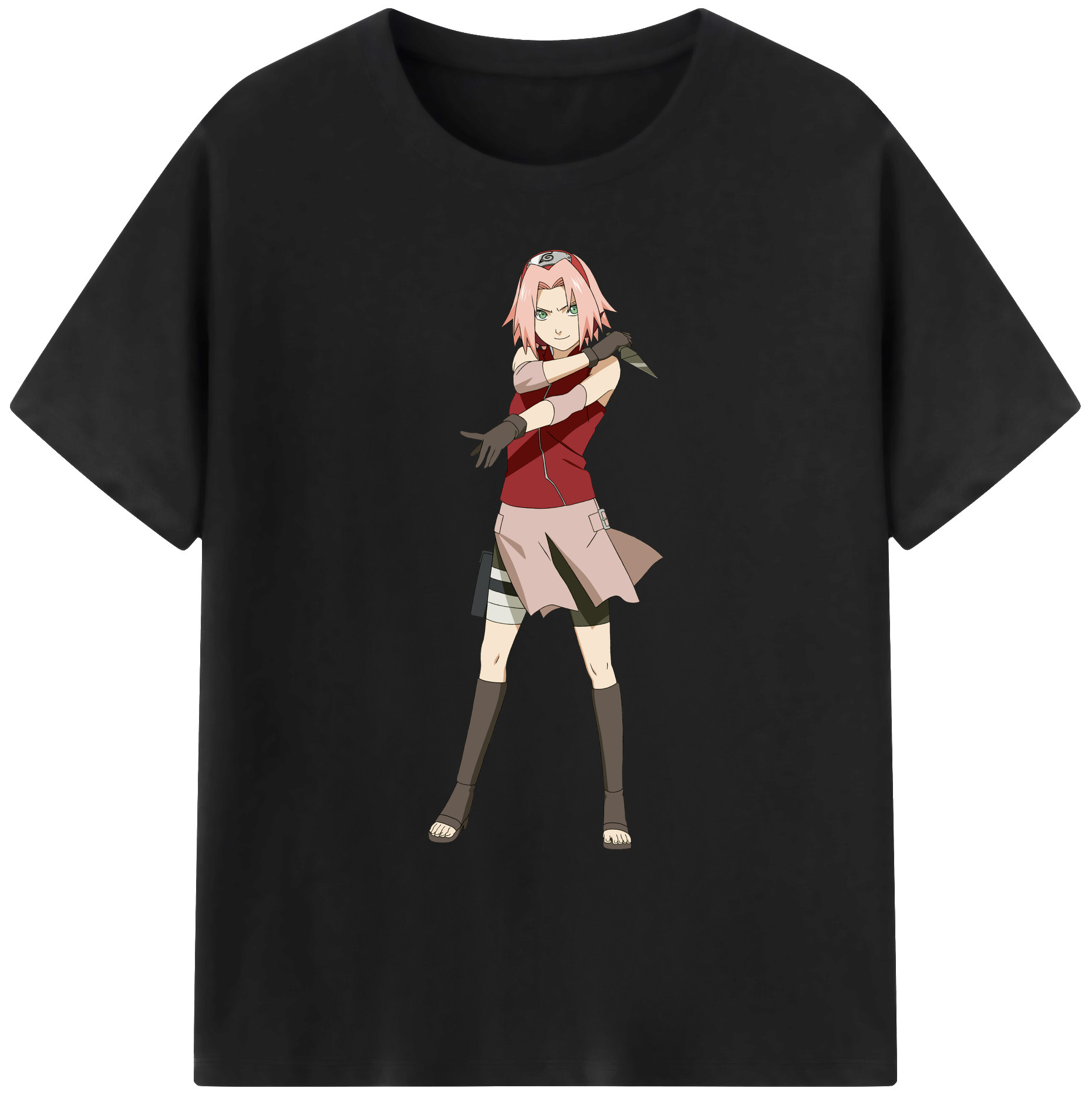 （画像用） NARUTO -ナルト- 春野サクラ Haruno Sakura 綿100％ メンズ半袖Tシャツ｜肌触りやわらか＆通気性