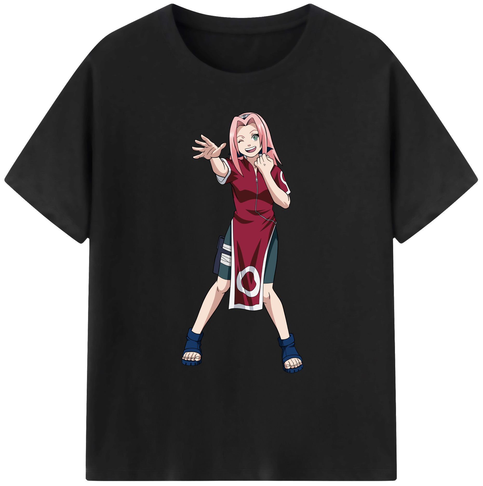 （画像用） NARUTO -ナルト- 春野サクラ Haruno Sakura 綿100％ メンズ半袖Tシャツ｜肌触りやわらか＆通気性