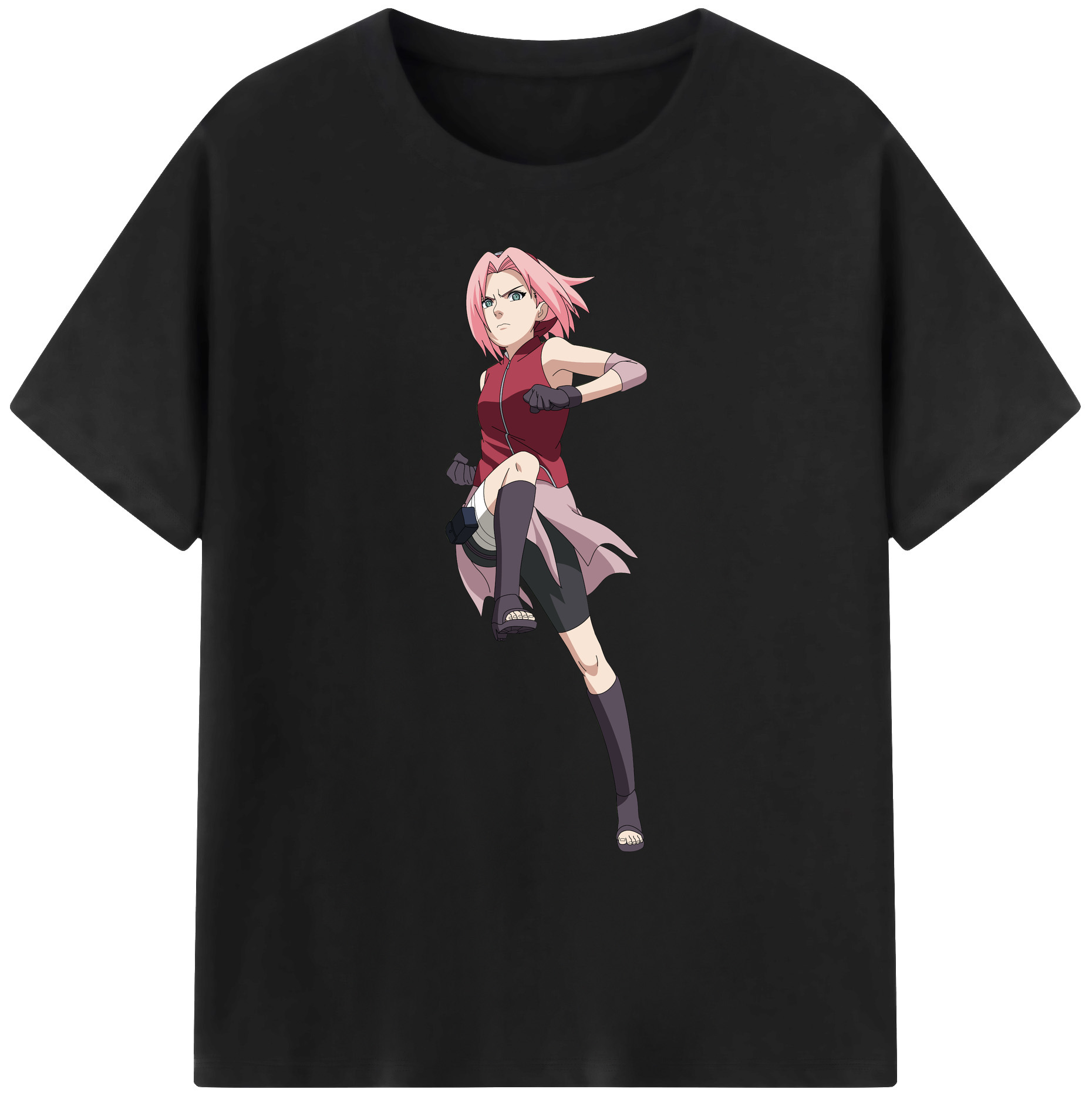 （画像用） NARUTO -ナルト- 春野サクラ Haruno Sakura 綿100％ メンズ半袖Tシャツ｜肌触りやわらか＆通気性