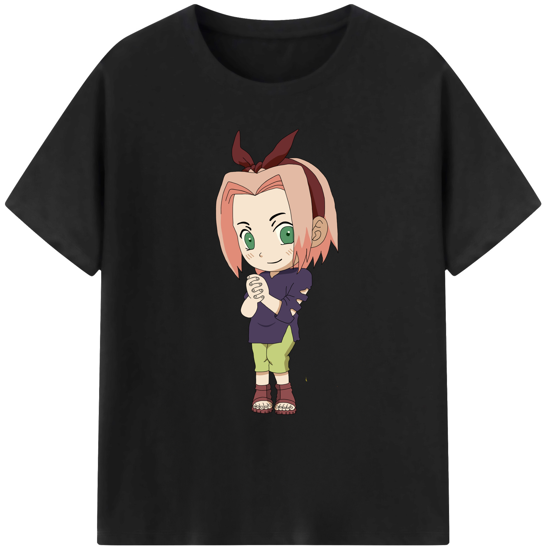 （画像用） NARUTO -ナルト- 春野サクラ Haruno Sakura 綿100％ メンズ半袖Tシャツ｜肌触りやわらか＆通気性