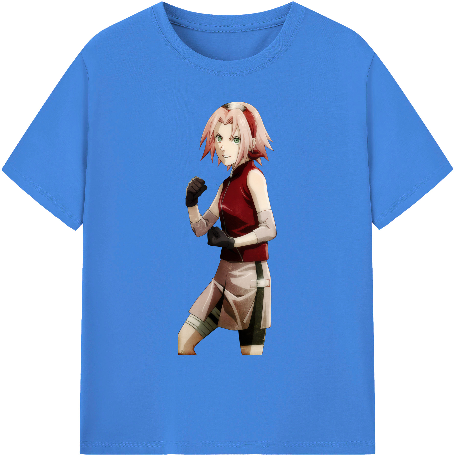 （画像用） NARUTO -ナルト- 春野サクラ Haruno Sakura 綿100％ メンズ半袖Tシャツ｜肌触りやわらか＆通気性