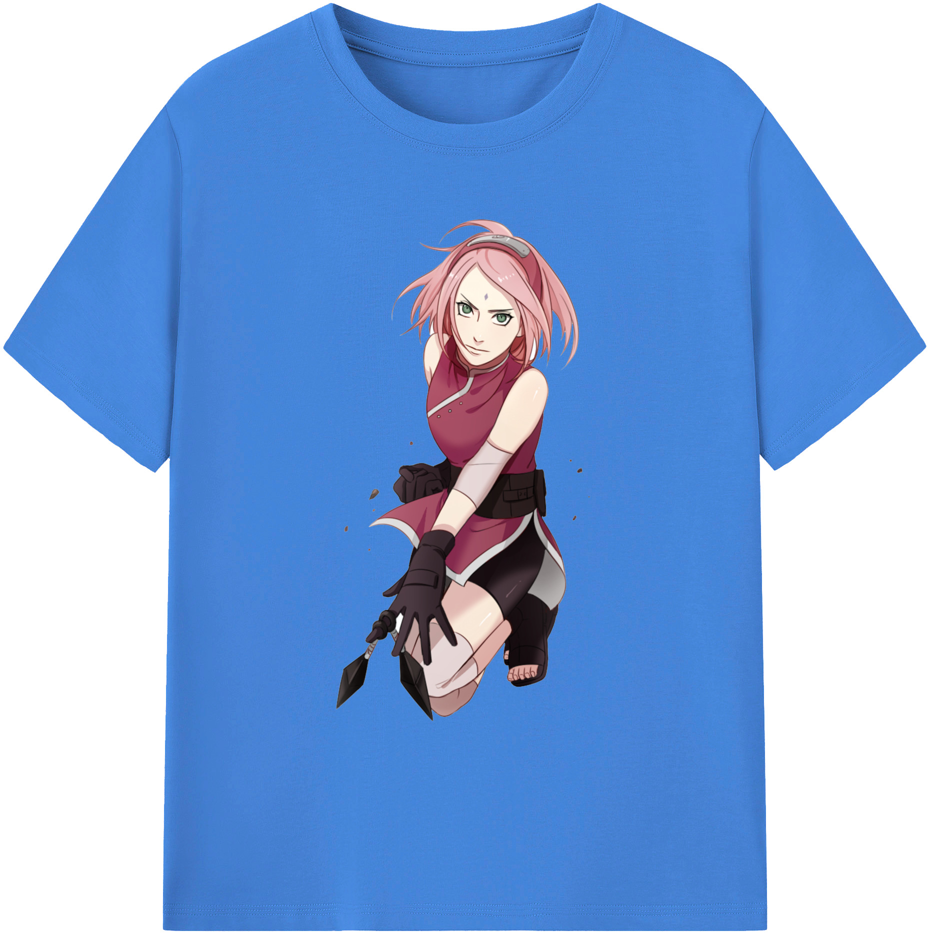 （画像用） NARUTO -ナルト- 春野サクラ Haruno Sakura 綿100％ メンズ半袖Tシャツ｜肌触りやわらか＆通気性