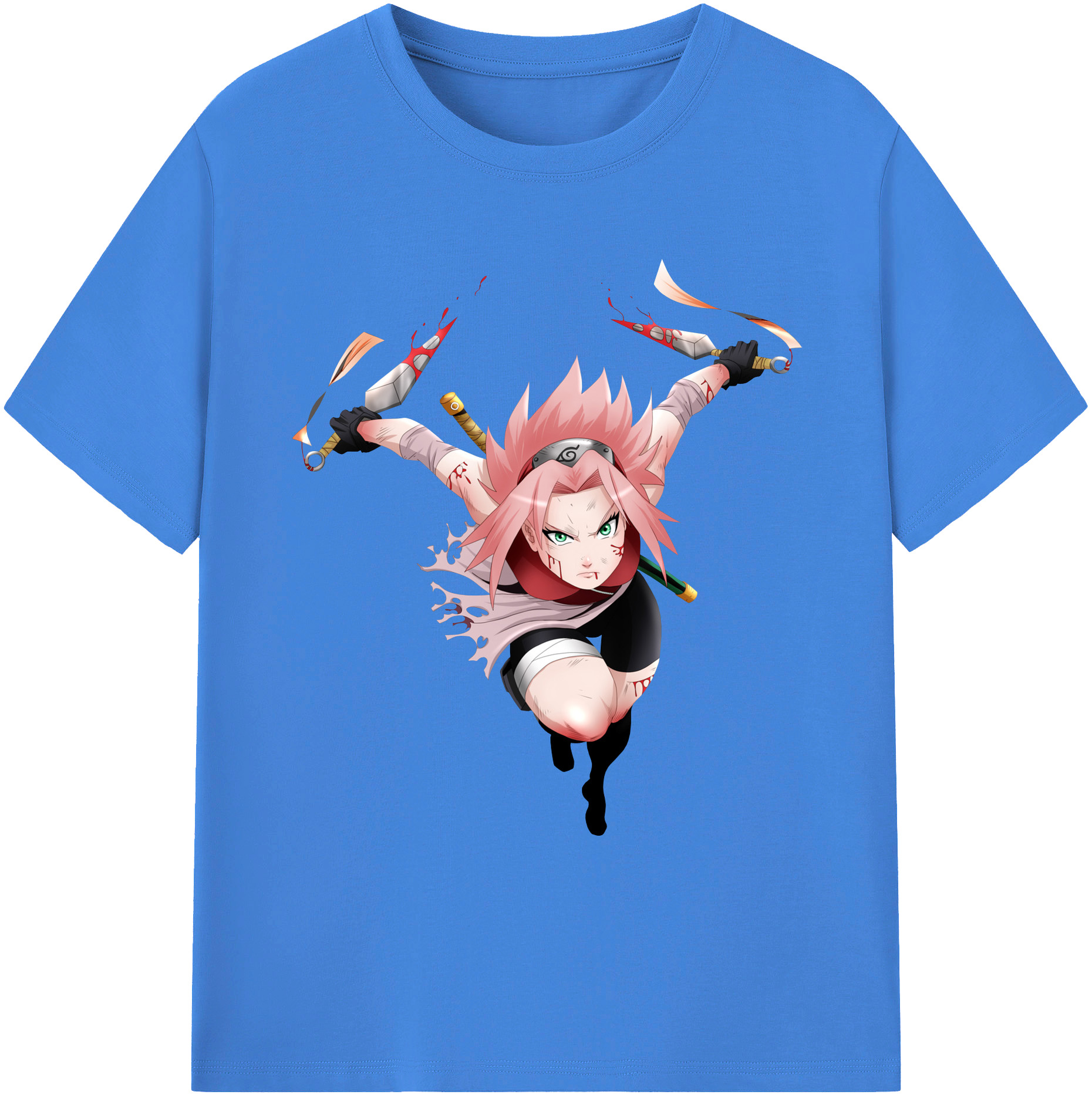 （画像用） NARUTO -ナルト- 春野サクラ Haruno Sakura 綿100％ メンズ半袖Tシャツ｜肌触りやわらか＆通気性