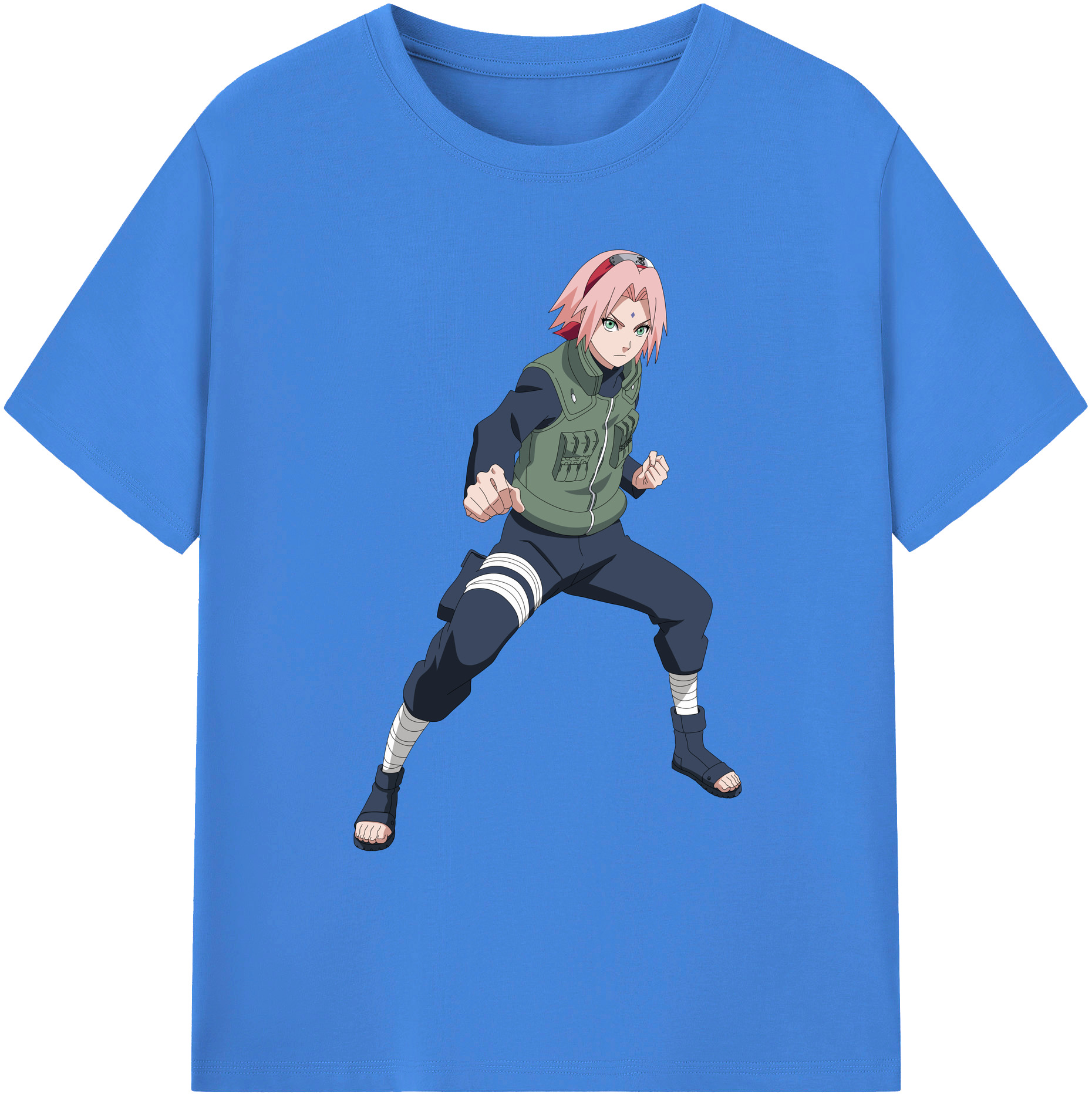 （画像用） NARUTO -ナルト- 春野サクラ Haruno Sakura 綿100％ メンズ半袖Tシャツ｜肌触りやわらか＆通気性