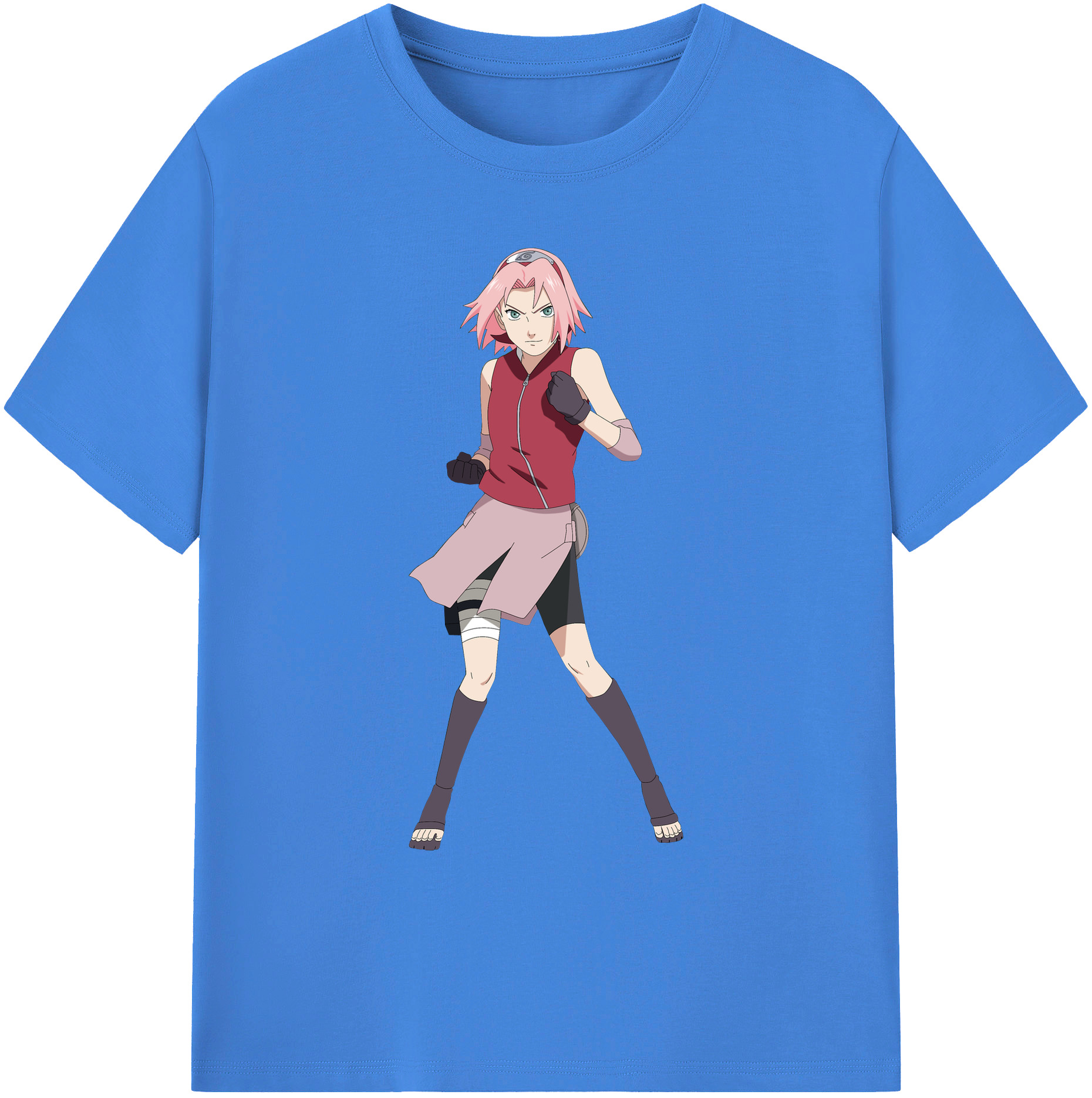 （画像用） NARUTO -ナルト- 春野サクラ Haruno Sakura 綿100％ メンズ半袖Tシャツ｜肌触りやわらか＆通気性