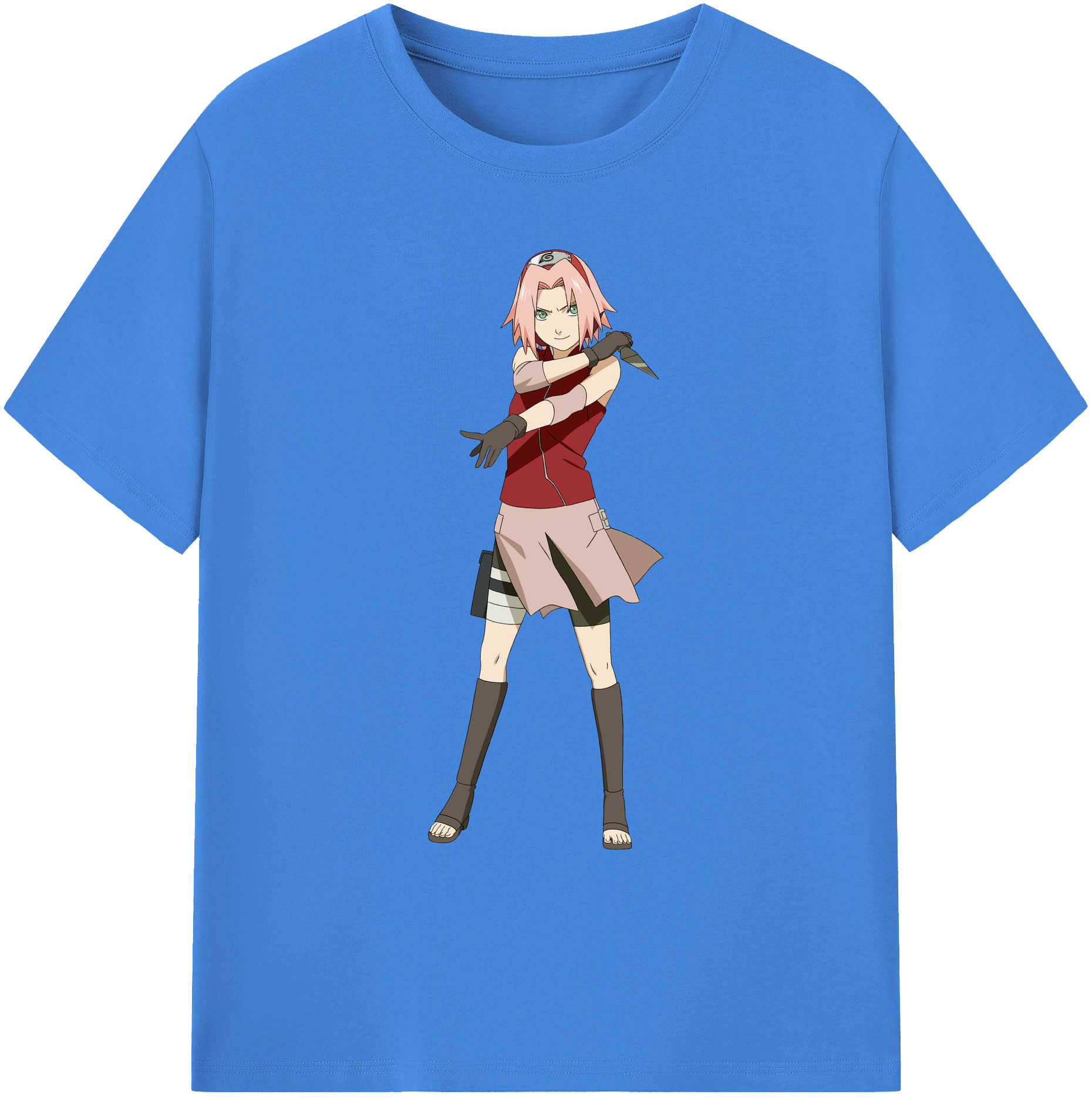 （画像用） NARUTO -ナルト- 春野サクラ Haruno Sakura 綿100％ メンズ半袖Tシャツ｜肌触りやわらか＆通気性
