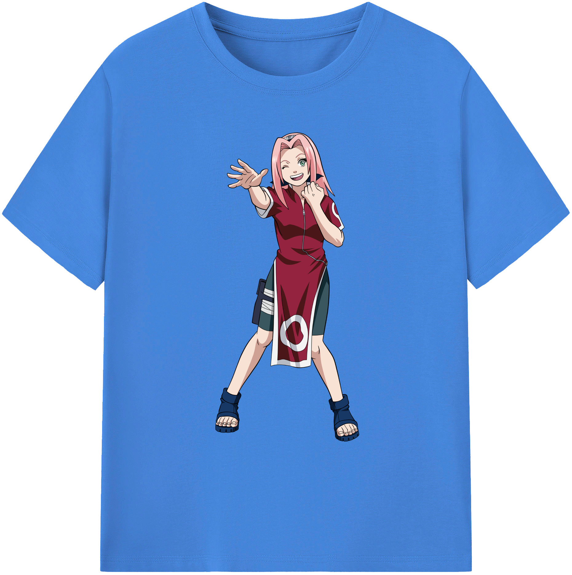 （画像用） NARUTO -ナルト- 春野サクラ Haruno Sakura 綿100％ メンズ半袖Tシャツ｜肌触りやわらか＆通気性