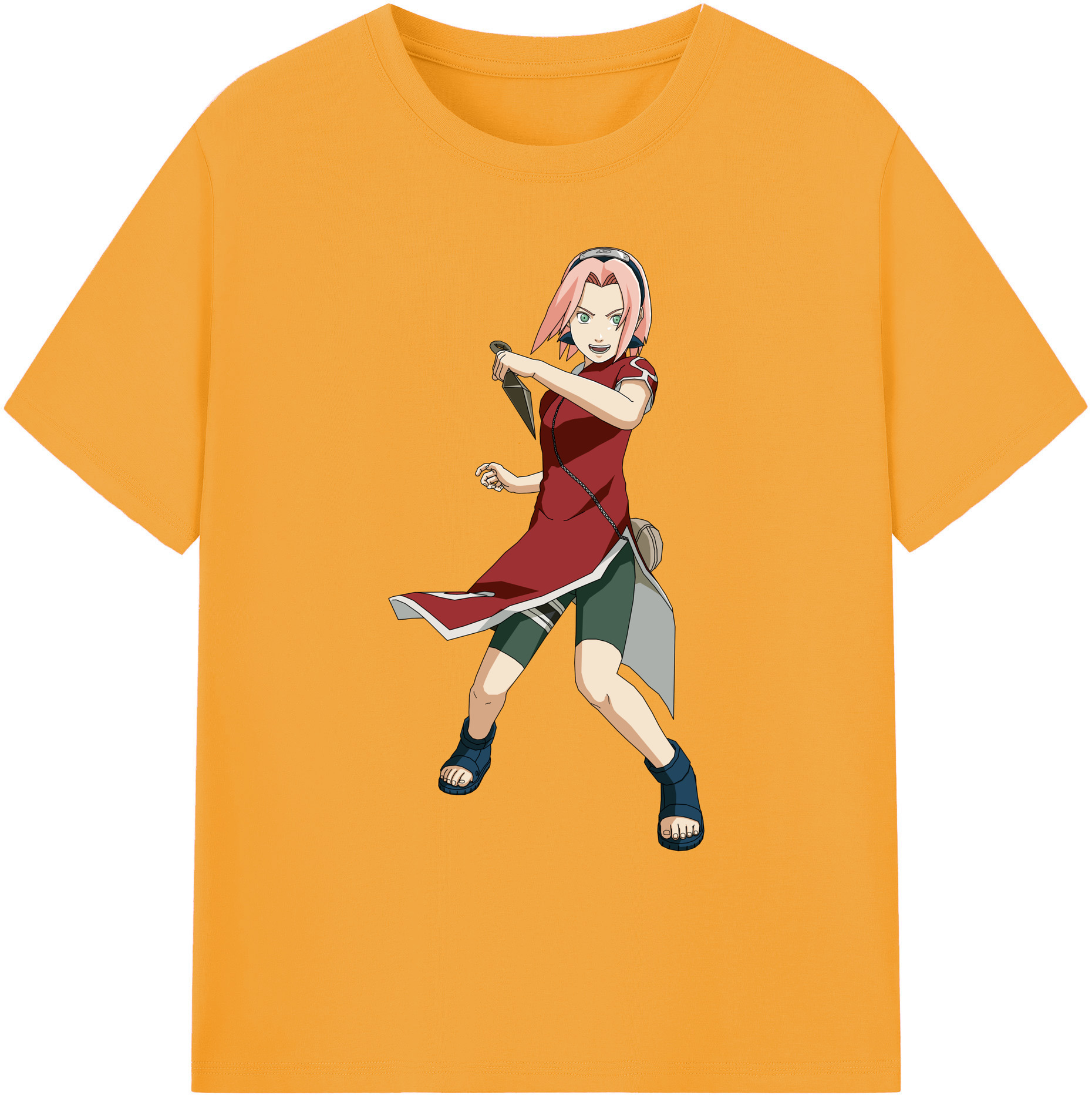 （画像用） NARUTO -ナルト- 春野サクラ Haruno Sakura 綿100％ メンズ半袖Tシャツ｜肌触りやわらか＆通気性