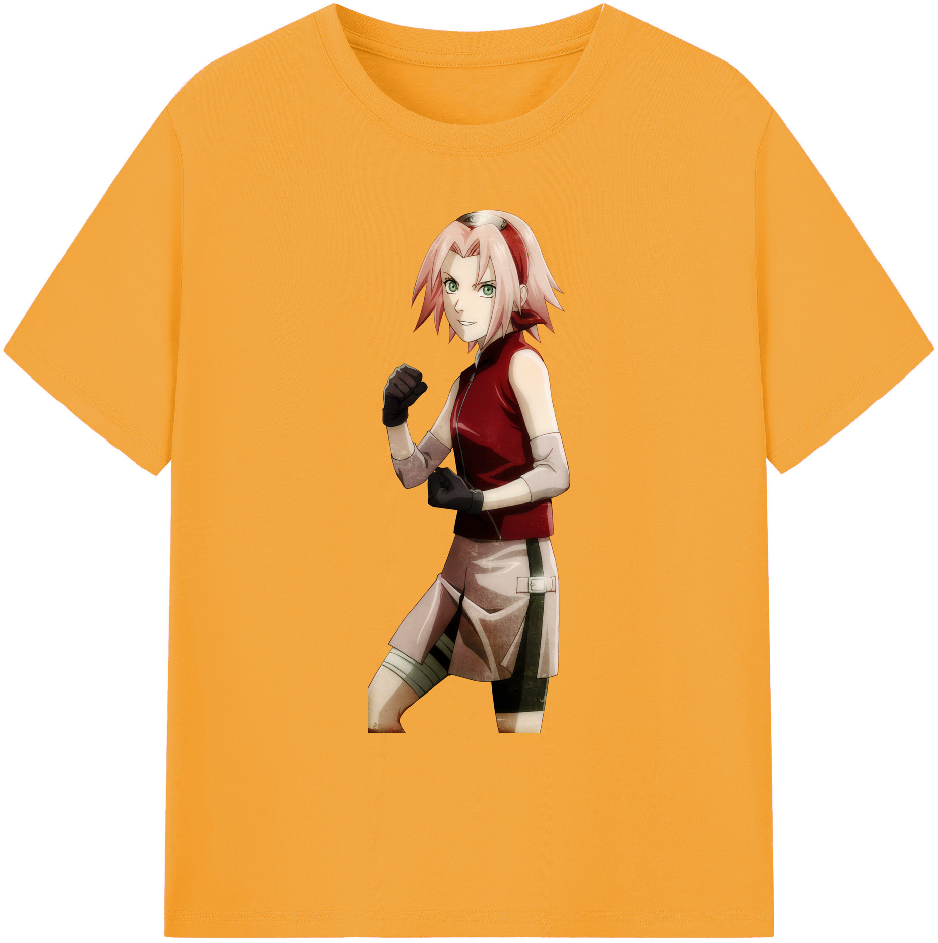 （画像用） NARUTO -ナルト- 春野サクラ Haruno Sakura 綿100％ メンズ半袖Tシャツ｜肌触りやわらか＆通気性