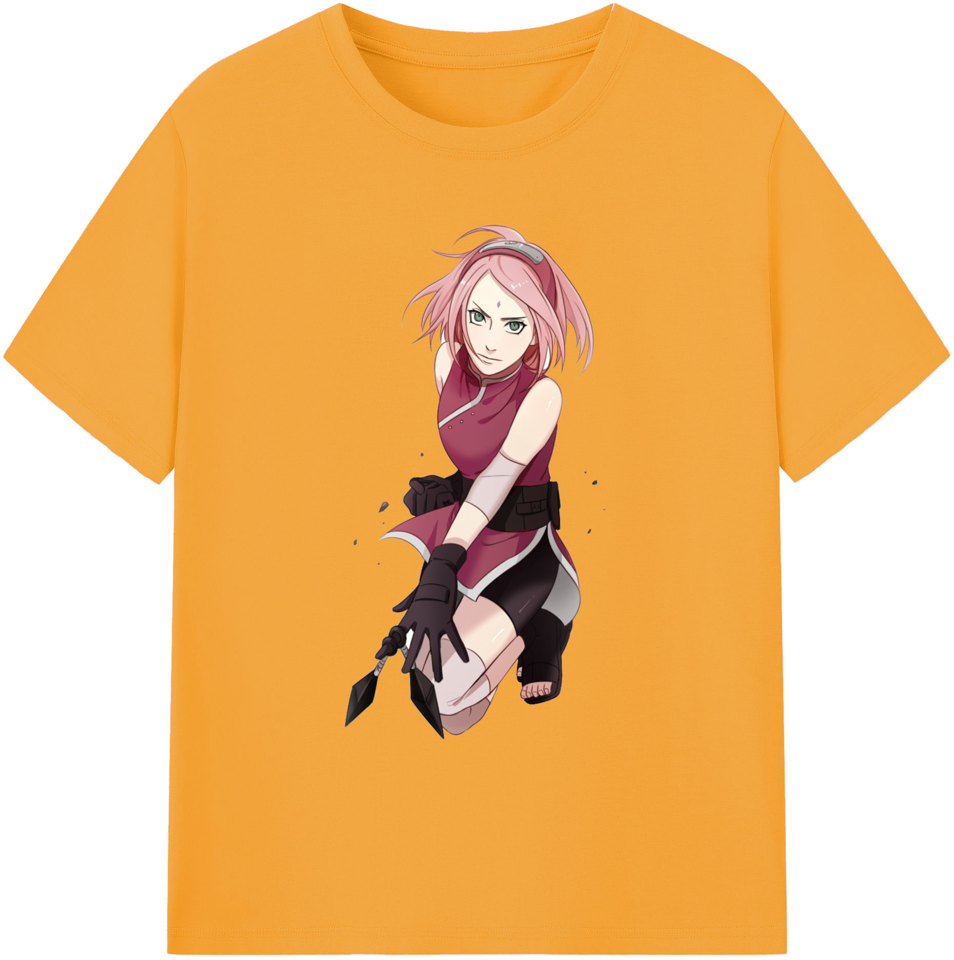 （画像用） NARUTO -ナルト- 春野サクラ Haruno Sakura 綿100％ メンズ半袖Tシャツ｜肌触りやわらか＆通気性