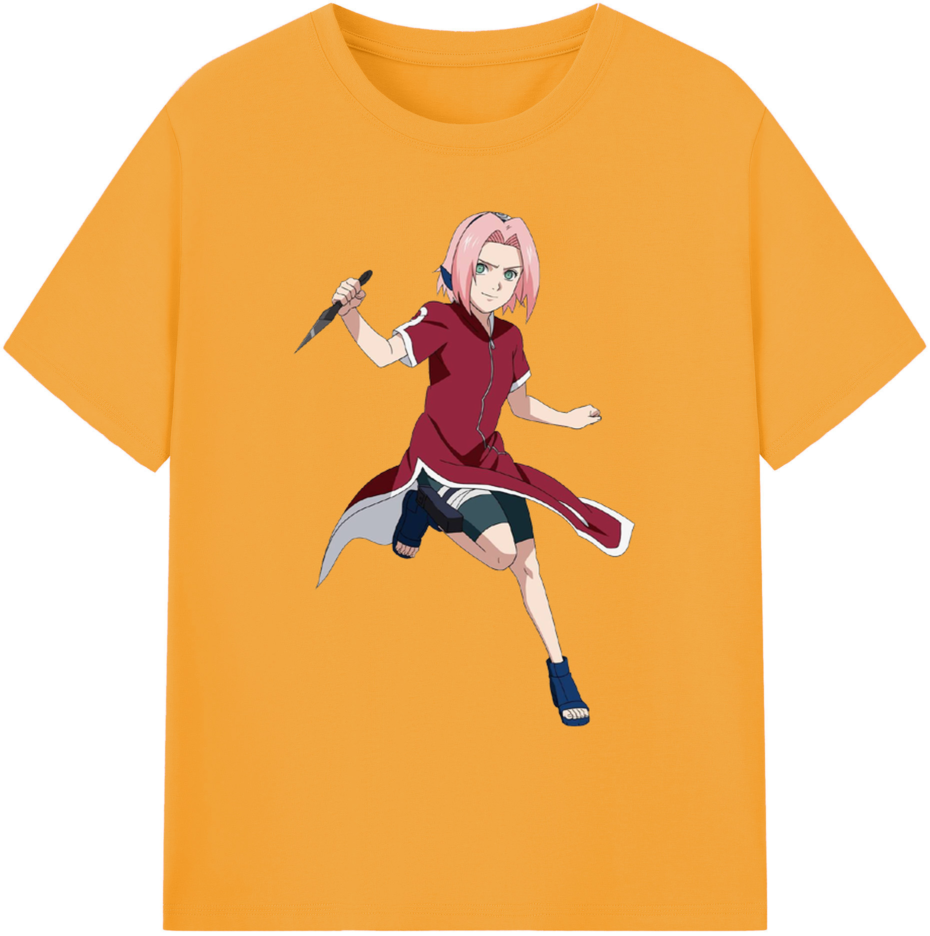 （画像用） NARUTO -ナルト- 春野サクラ Haruno Sakura 綿100％ メンズ半袖Tシャツ｜肌触りやわらか＆通気性
