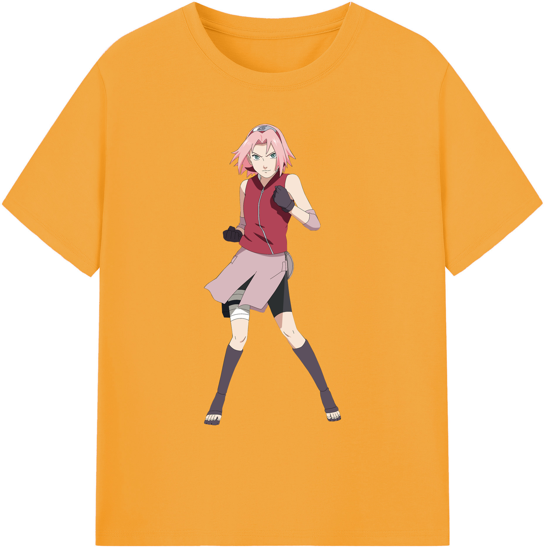 （画像用） NARUTO -ナルト- 春野サクラ Haruno Sakura 綿100％ メンズ半袖Tシャツ｜肌触りやわらか＆通気性
