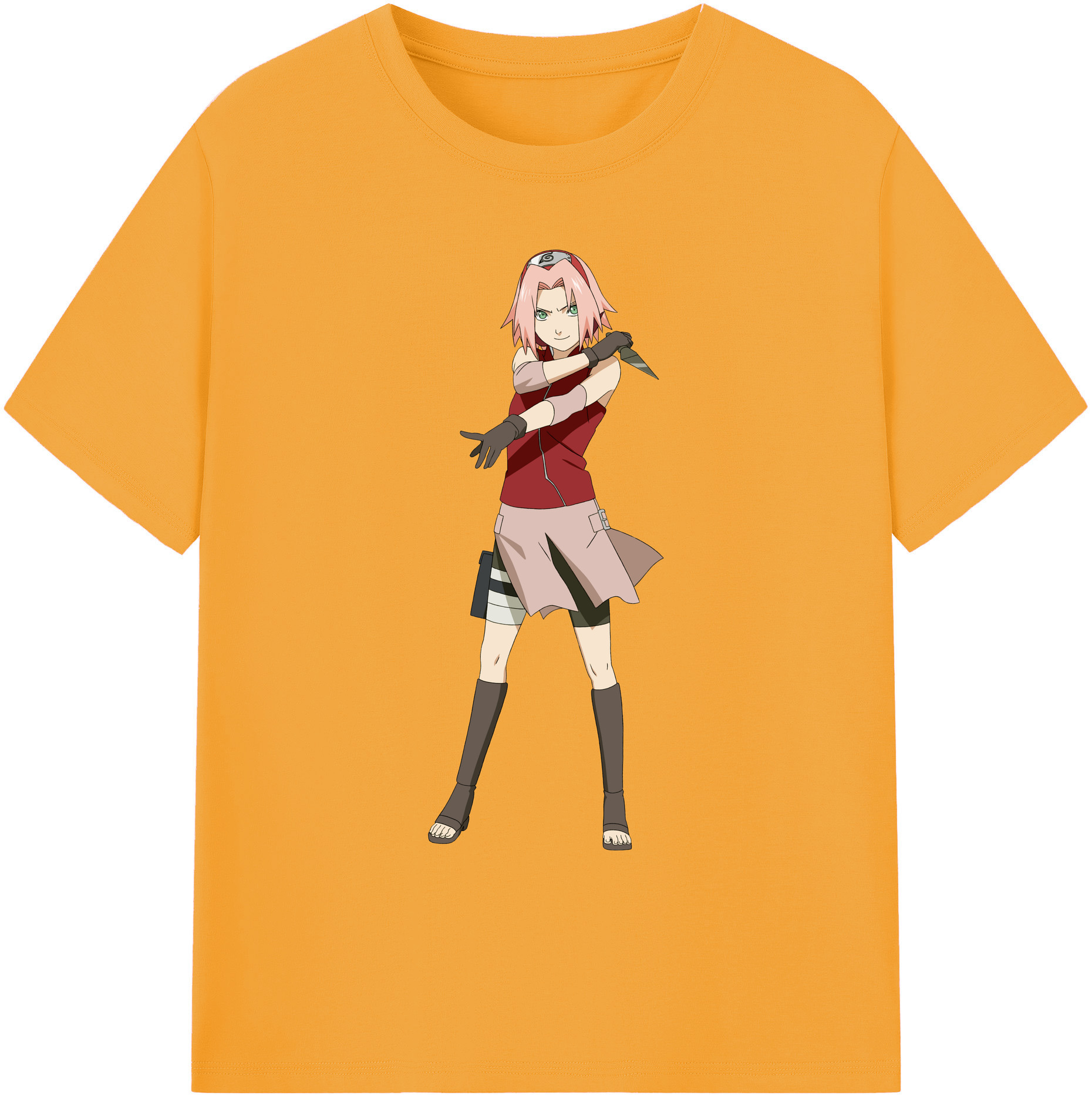 （画像用） NARUTO -ナルト- 春野サクラ Haruno Sakura 綿100％ メンズ半袖Tシャツ｜肌触りやわらか＆通気性