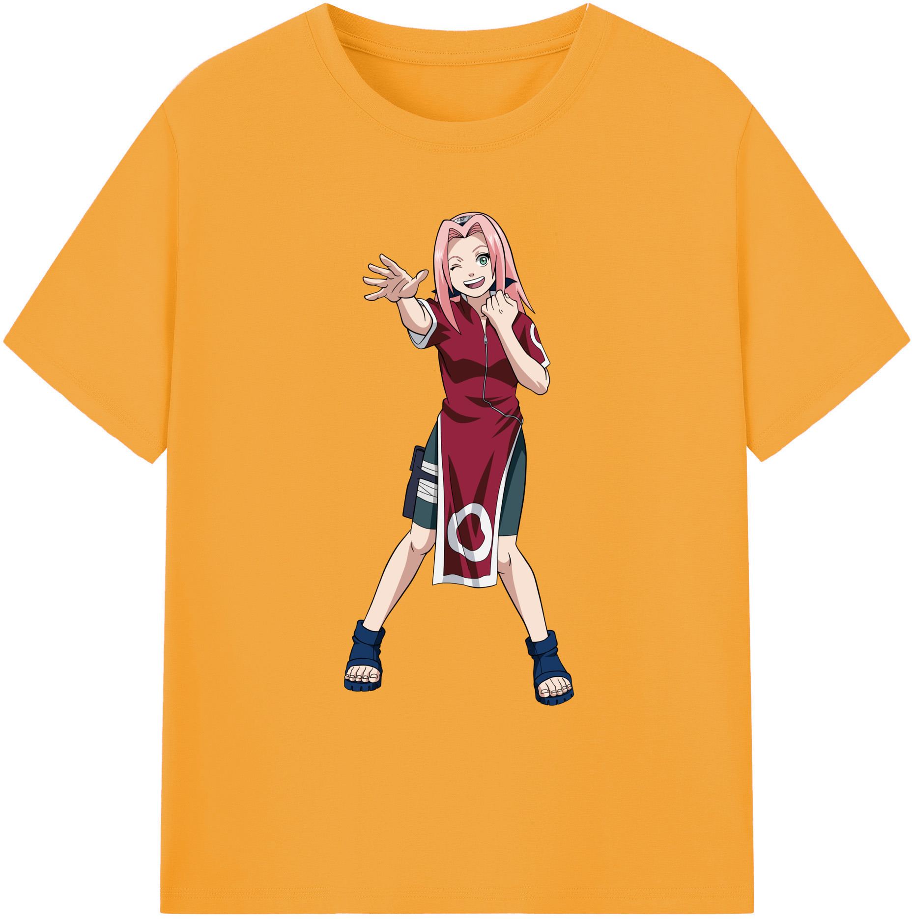 （画像用） NARUTO -ナルト- 春野サクラ Haruno Sakura 綿100％ メンズ半袖Tシャツ｜肌触りやわらか＆通気性