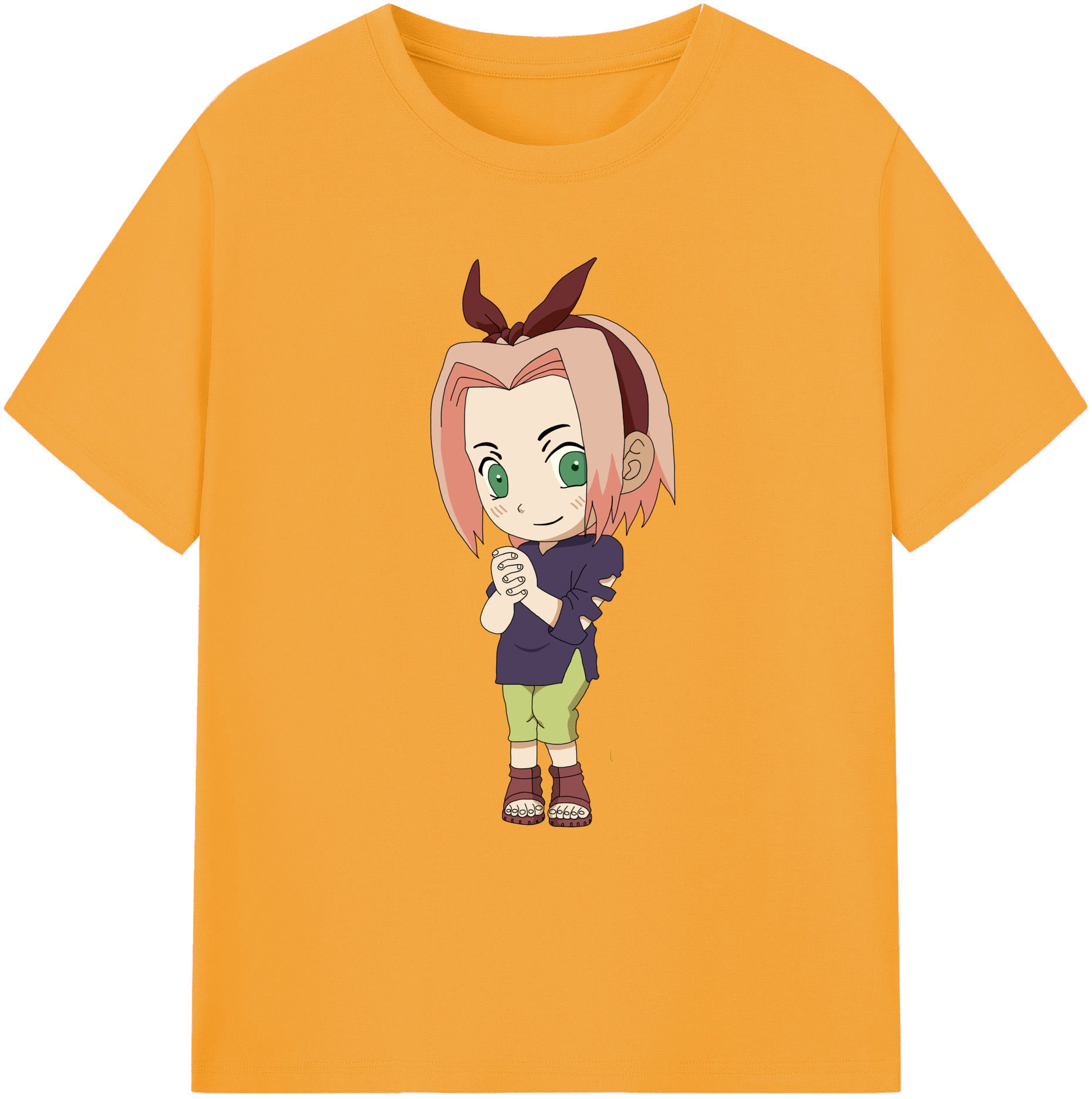 （画像用） NARUTO -ナルト- 春野サクラ Haruno Sakura 綿100％ メンズ半袖Tシャツ｜肌触りやわらか＆通気性