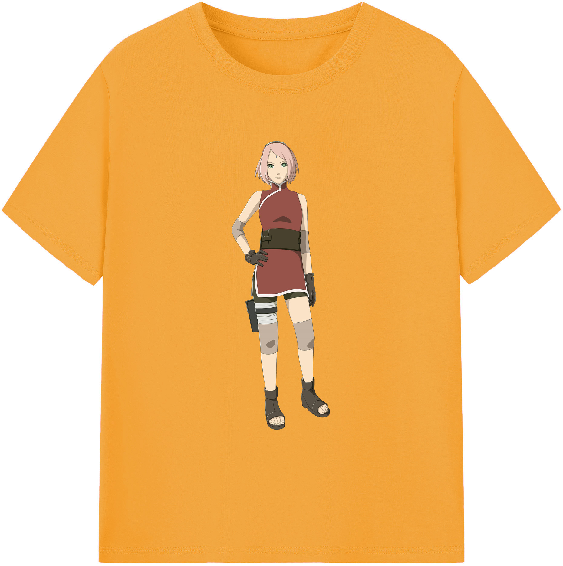 （画像用） NARUTO -ナルト- 春野サクラ Haruno Sakura 綿100％ メンズ半袖Tシャツ｜肌触りやわらか＆通気性