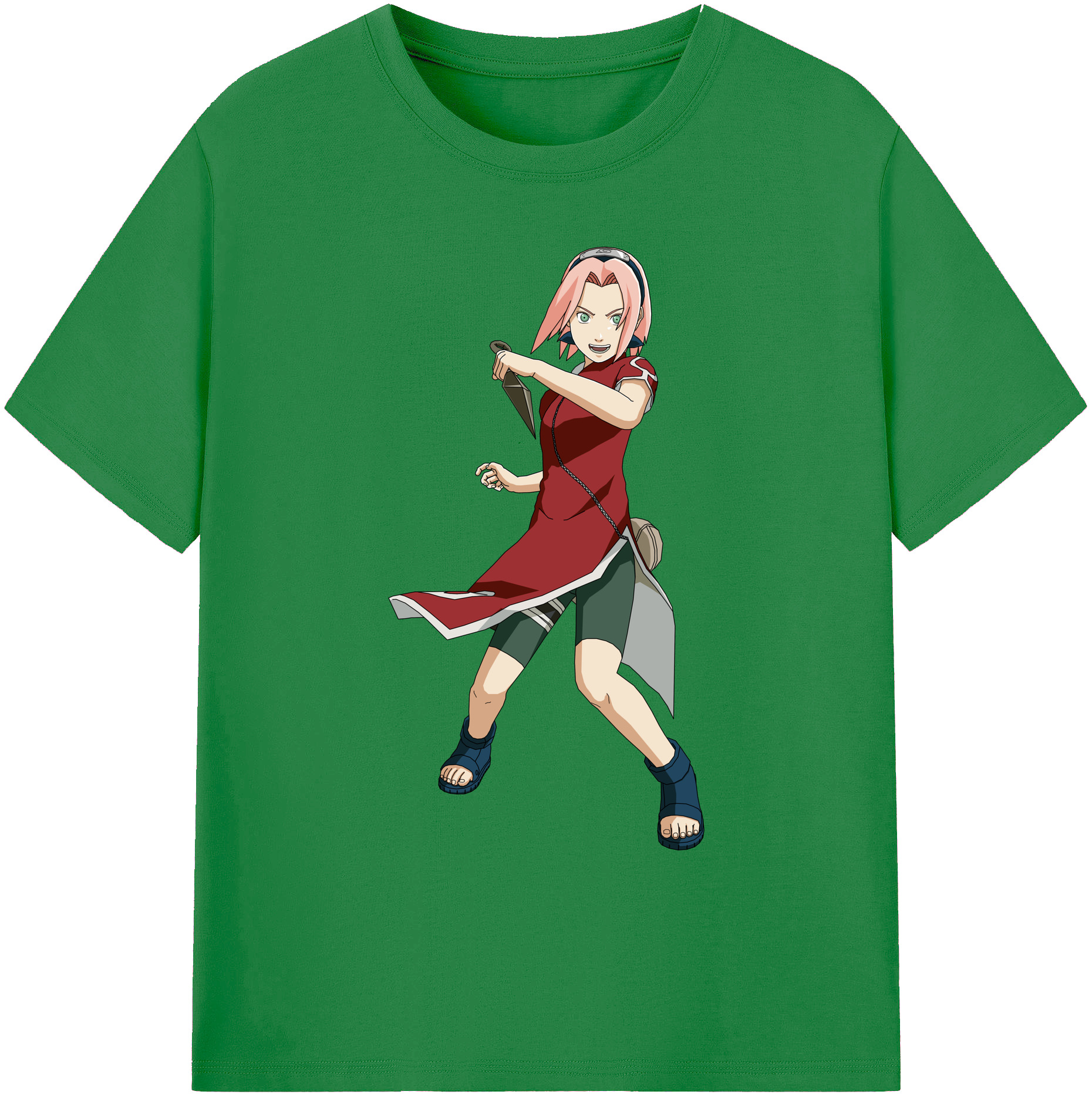 （画像用） NARUTO -ナルト- 春野サクラ Haruno Sakura 綿100％ メンズ半袖Tシャツ｜肌触りやわらか＆通気性