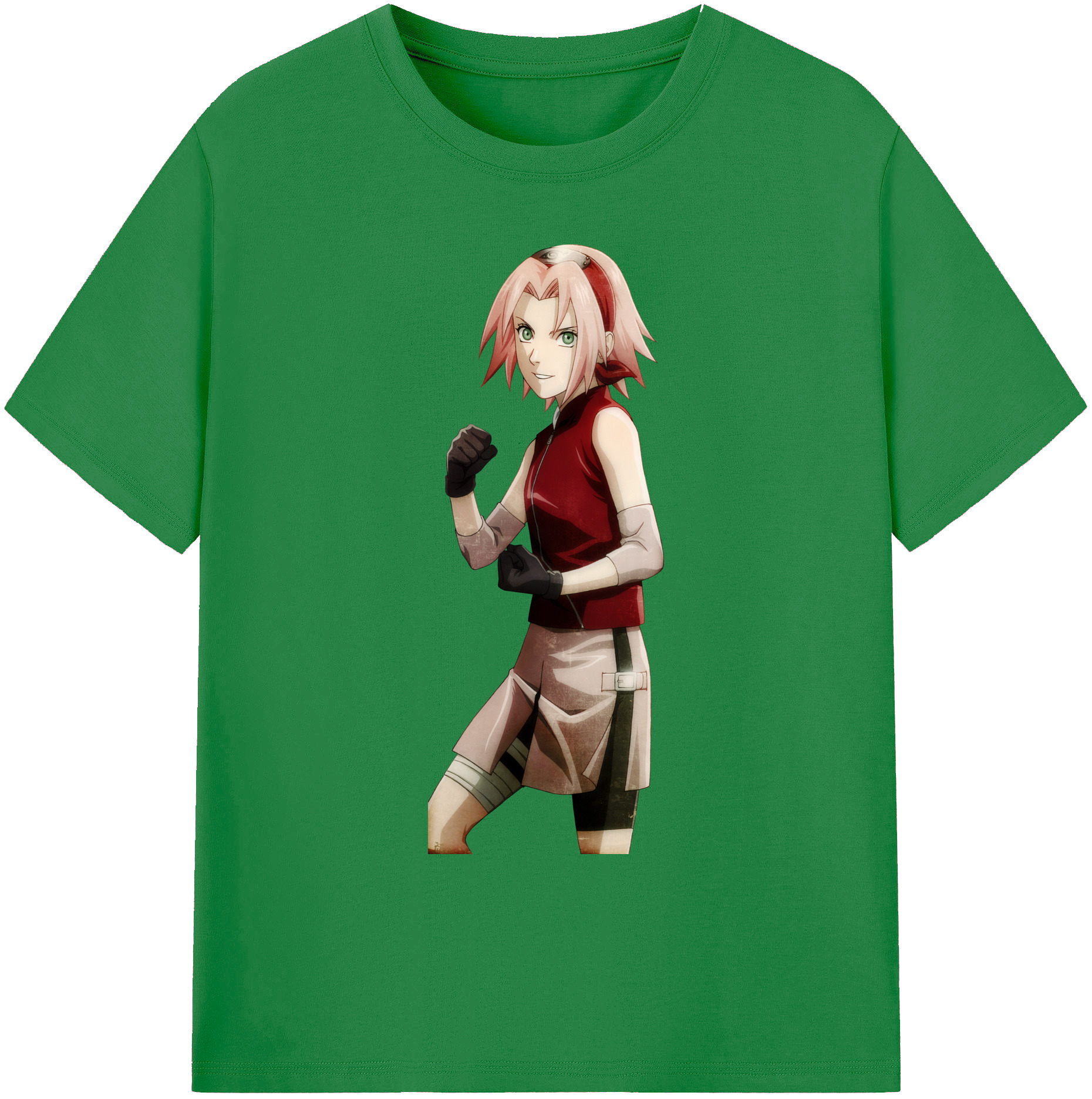 （画像用） NARUTO -ナルト- 春野サクラ Haruno Sakura 綿100％ メンズ半袖Tシャツ｜肌触りやわらか＆通気性