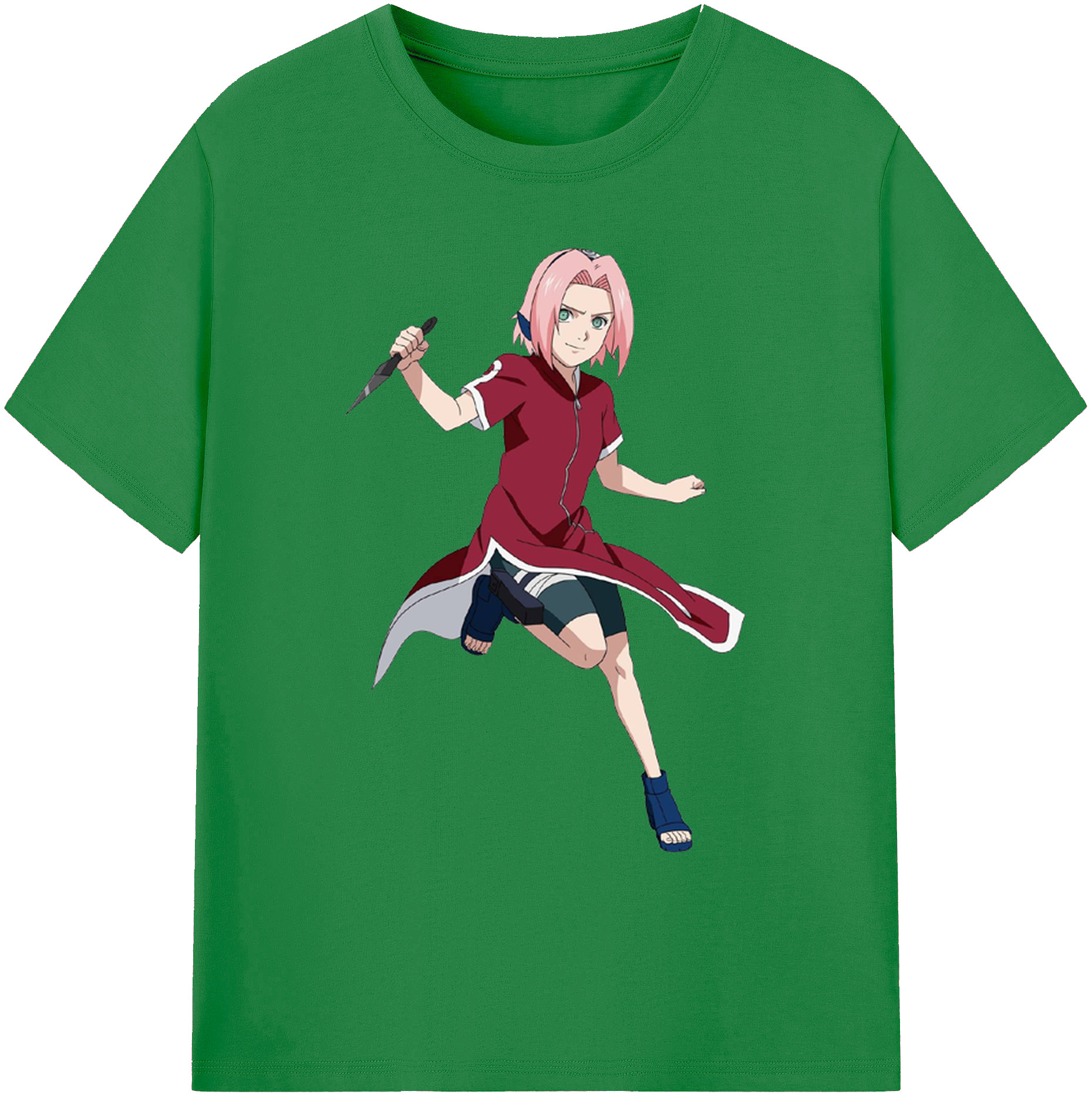 （画像用） NARUTO -ナルト- 春野サクラ Haruno Sakura 綿100％ メンズ半袖Tシャツ｜肌触りやわらか＆通気性