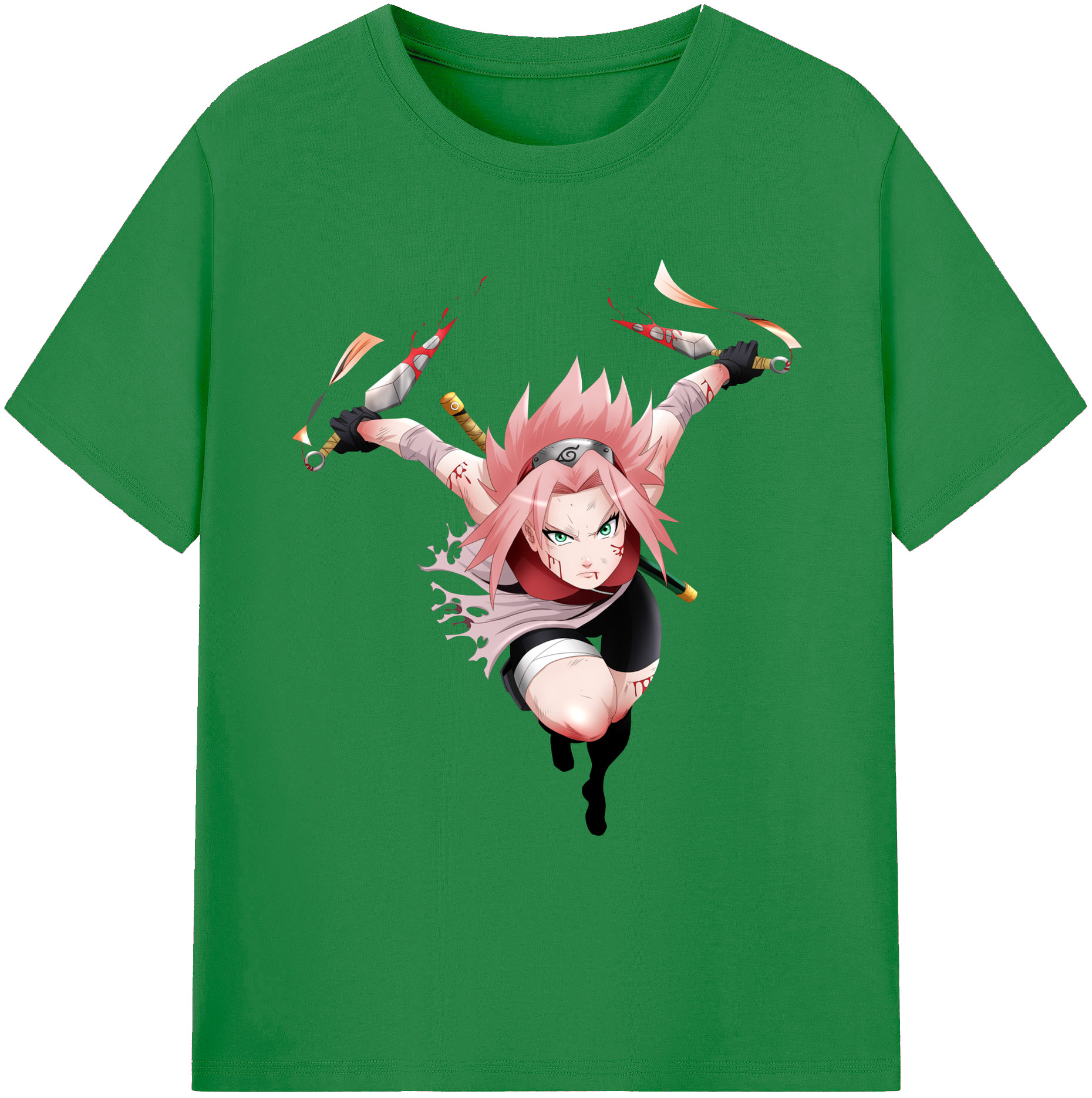 （画像用） NARUTO -ナルト- 春野サクラ Haruno Sakura 綿100％ メンズ半袖Tシャツ｜肌触りやわらか＆通気性