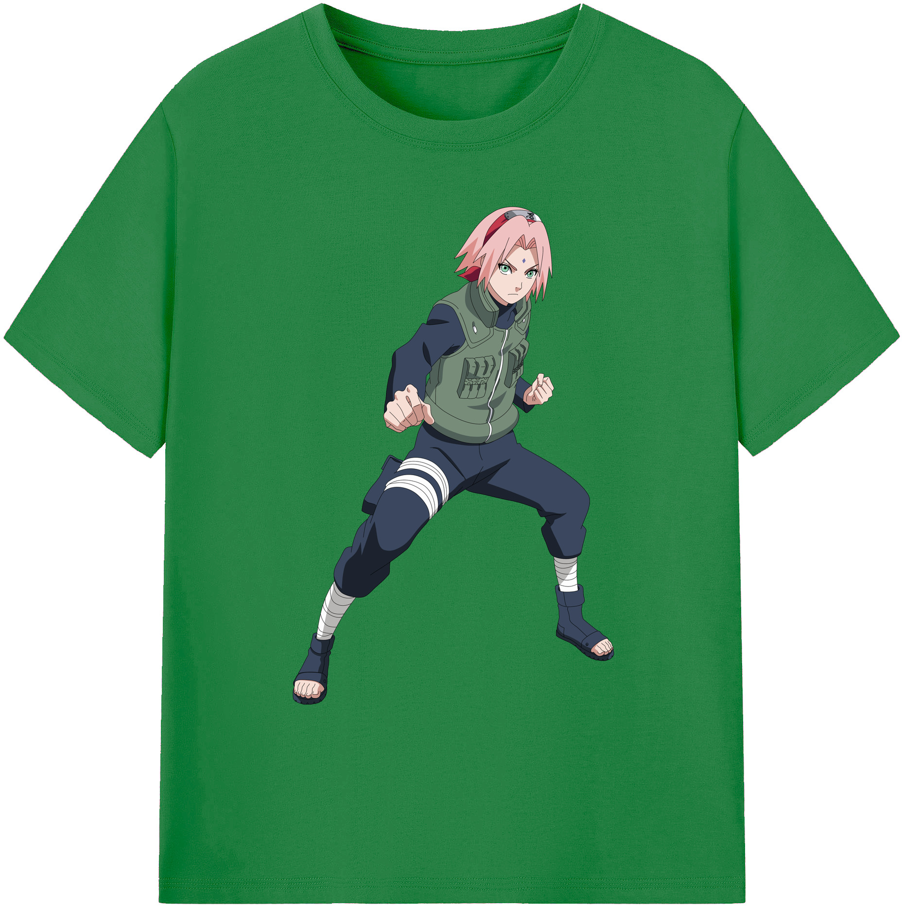 （画像用） NARUTO -ナルト- 春野サクラ Haruno Sakura 綿100％ メンズ半袖Tシャツ｜肌触りやわらか＆通気性