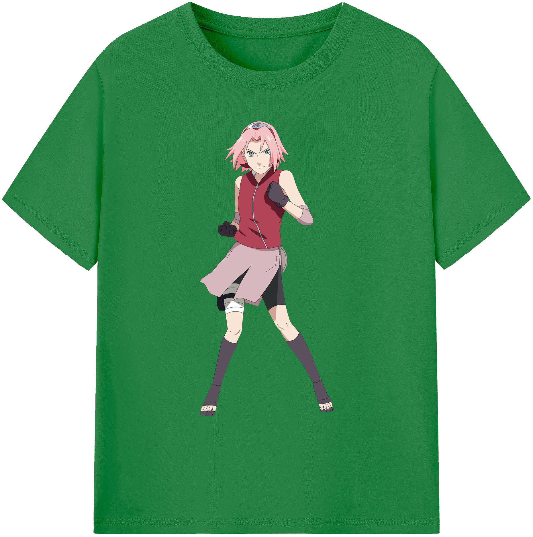 （画像用） NARUTO -ナルト- 春野サクラ Haruno Sakura 綿100％ メンズ半袖Tシャツ｜肌触りやわらか＆通気性