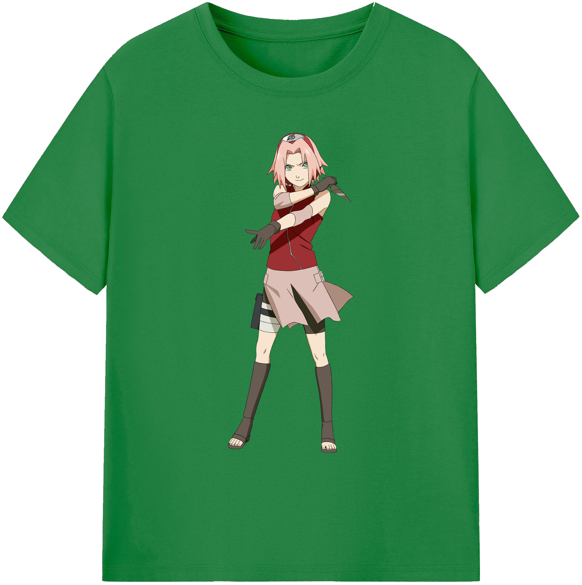 （画像用） NARUTO -ナルト- 春野サクラ Haruno Sakura 綿100％ メンズ半袖Tシャツ｜肌触りやわらか＆通気性