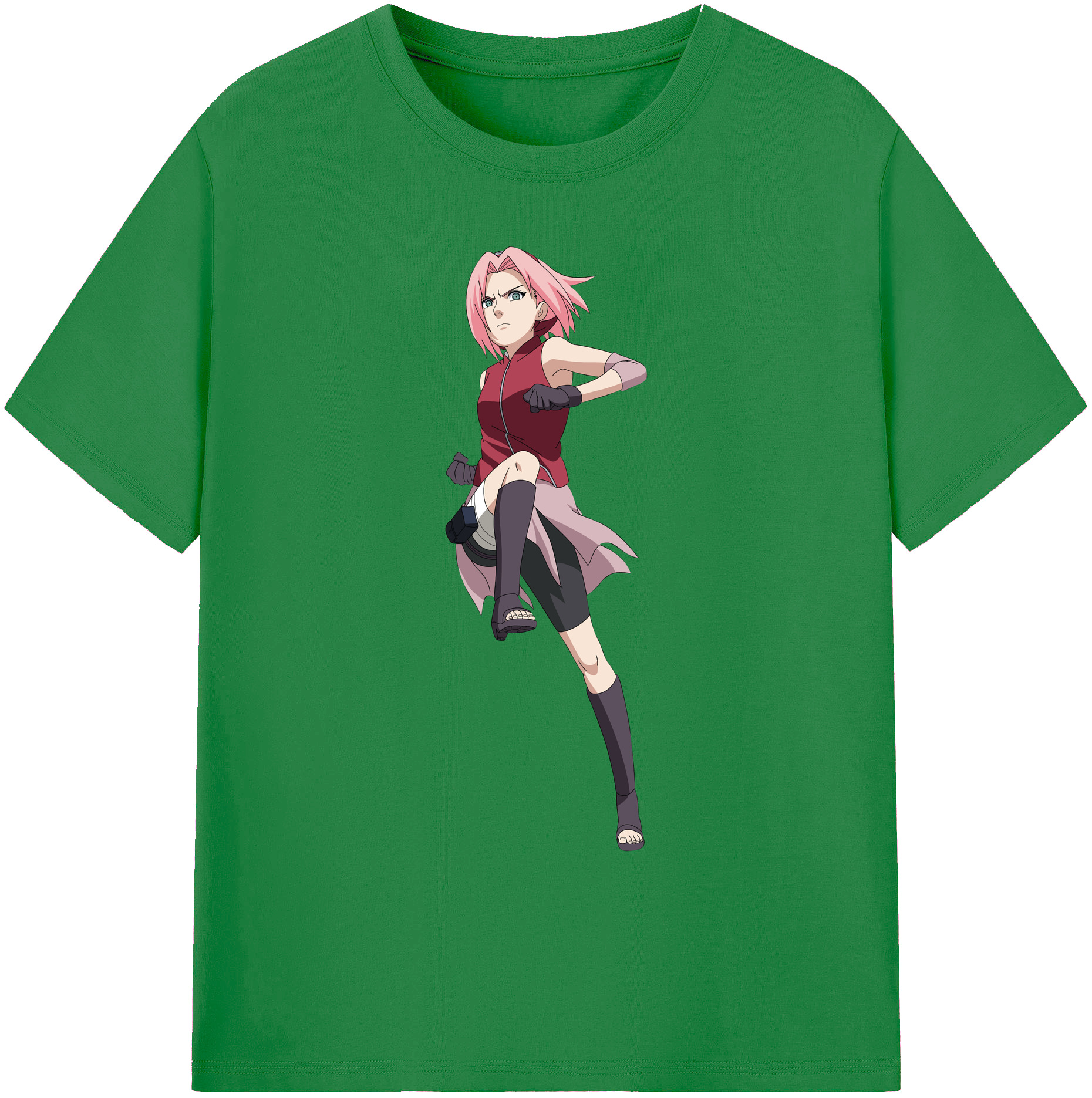 （画像用） NARUTO -ナルト- 春野サクラ Haruno Sakura 綿100％ メンズ半袖Tシャツ｜肌触りやわらか＆通気性