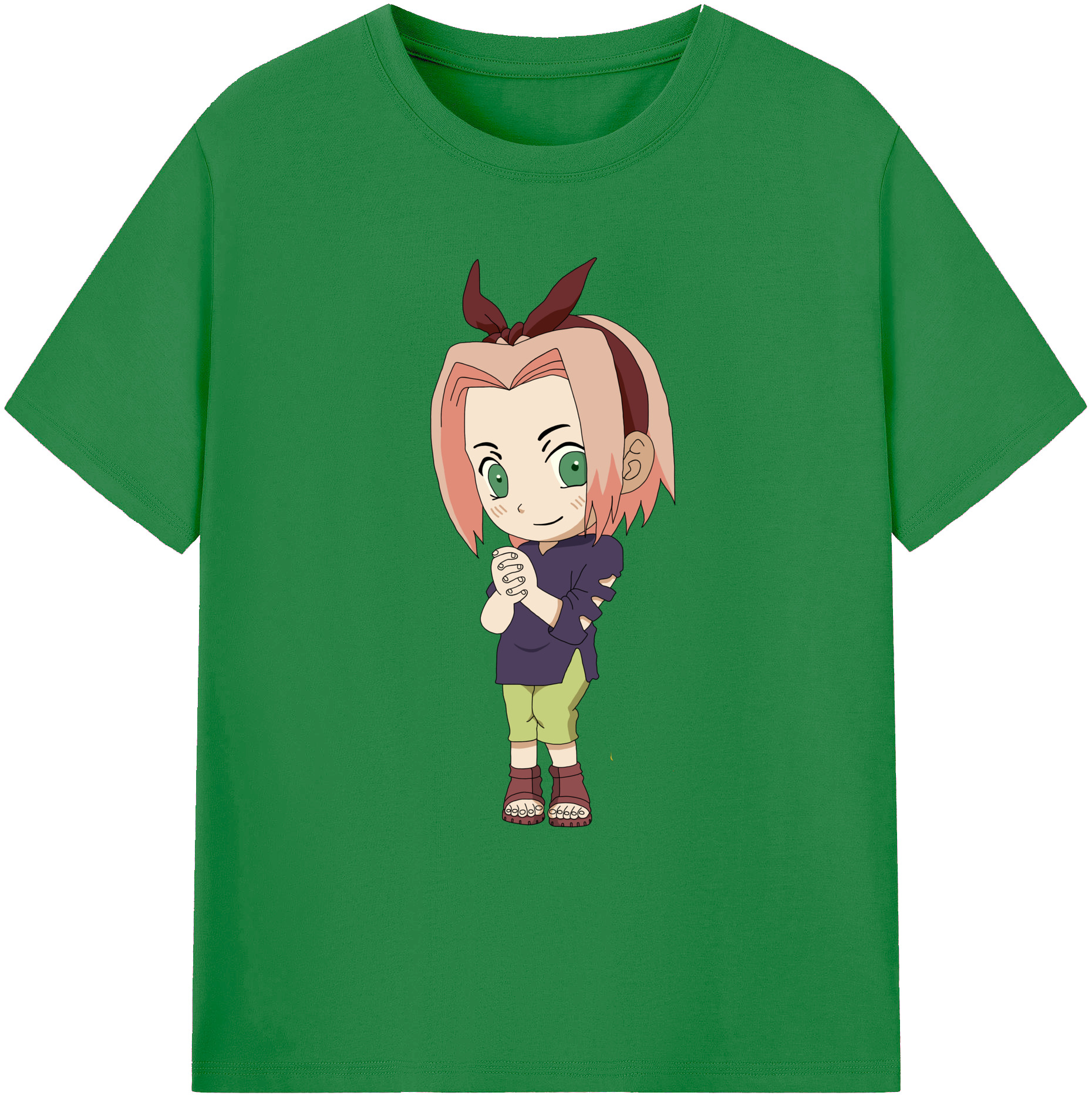 （画像用） NARUTO -ナルト- 春野サクラ Haruno Sakura 綿100％ メンズ半袖Tシャツ｜肌触りやわらか＆通気性