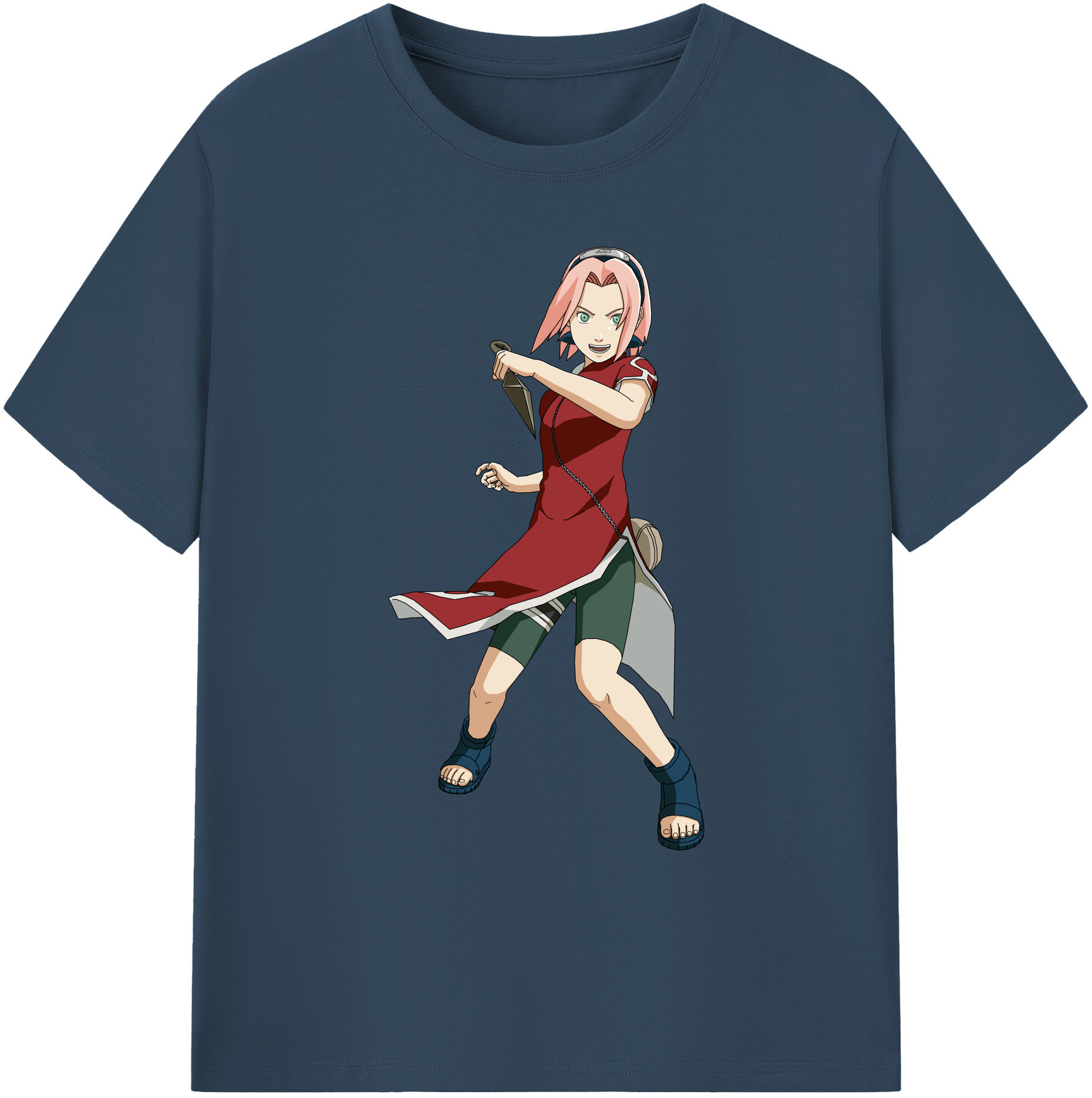 （画像用） NARUTO -ナルト- 春野サクラ Haruno Sakura 綿100％ メンズ半袖Tシャツ｜肌触りやわらか＆通気性