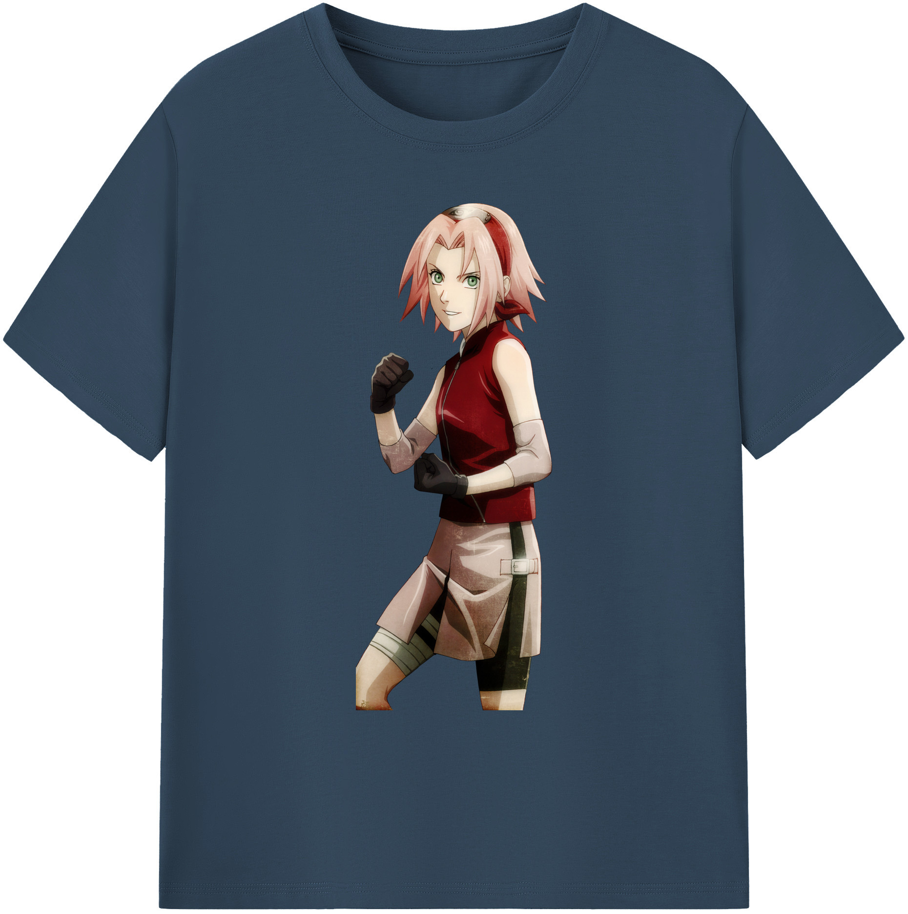 （画像用） NARUTO -ナルト- 春野サクラ Haruno Sakura 綿100％ メンズ半袖Tシャツ｜肌触りやわらか＆通気性
