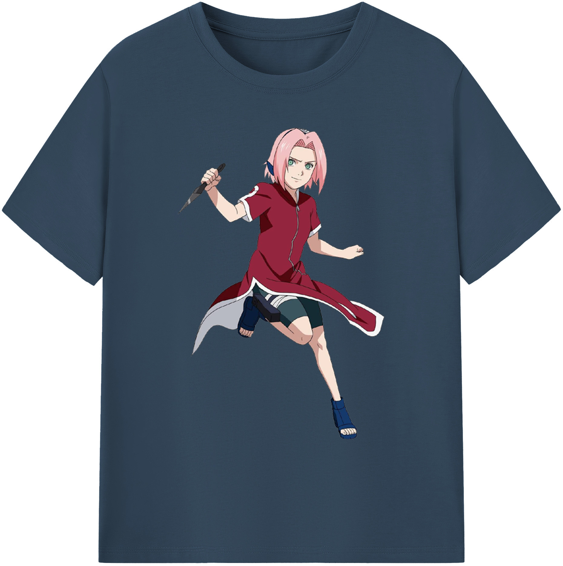 （画像用） NARUTO -ナルト- 春野サクラ Haruno Sakura 綿100％ メンズ半袖Tシャツ｜肌触りやわらか＆通気性