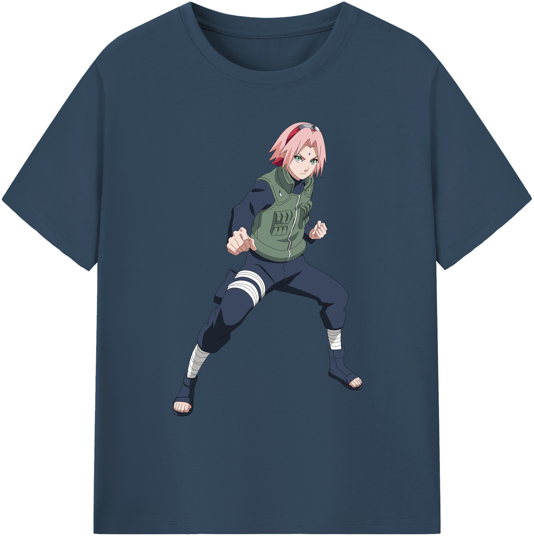 （画像用） NARUTO -ナルト- 春野サクラ Haruno Sakura 綿100％ メンズ半袖Tシャツ｜肌触りやわらか＆通気性