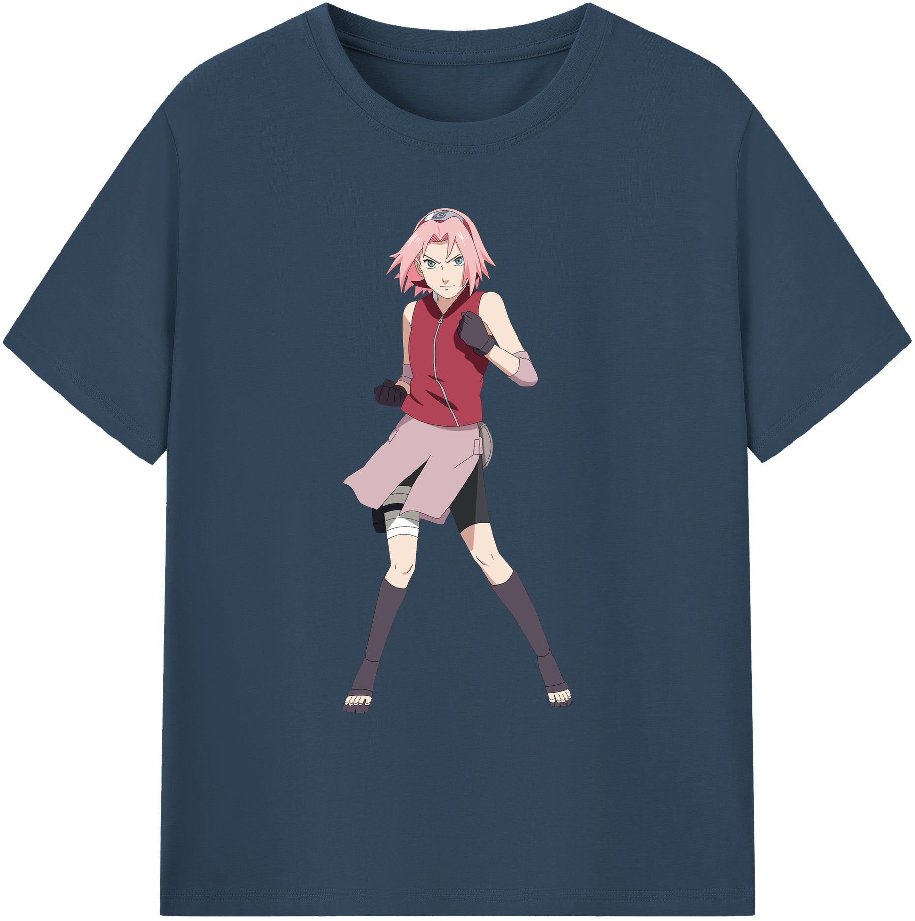 （画像用） NARUTO -ナルト- 春野サクラ Haruno Sakura 綿100％ メンズ半袖Tシャツ｜肌触りやわらか＆通気性