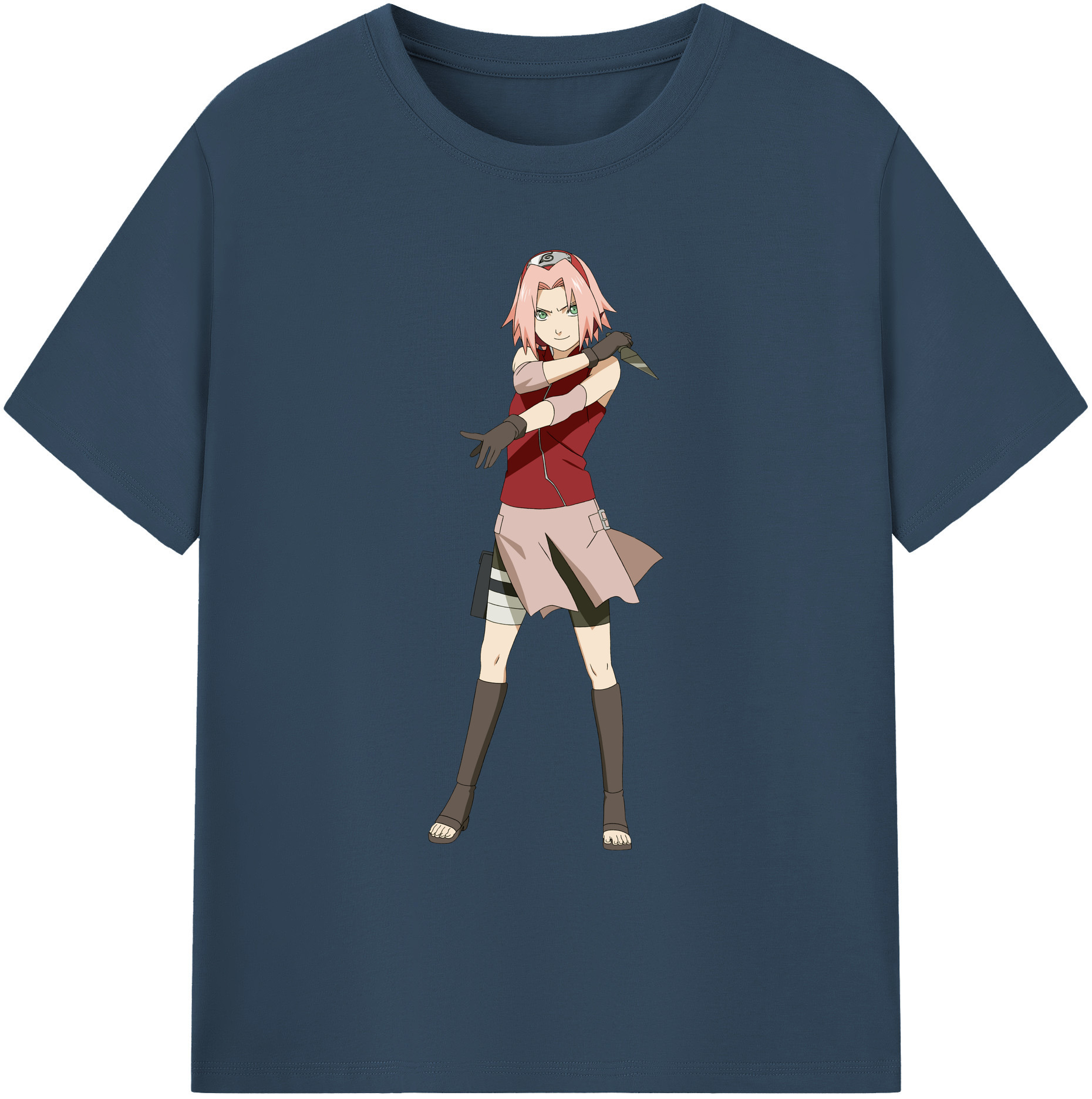 （画像用） NARUTO -ナルト- 春野サクラ Haruno Sakura 綿100％ メンズ半袖Tシャツ｜肌触りやわらか＆通気性