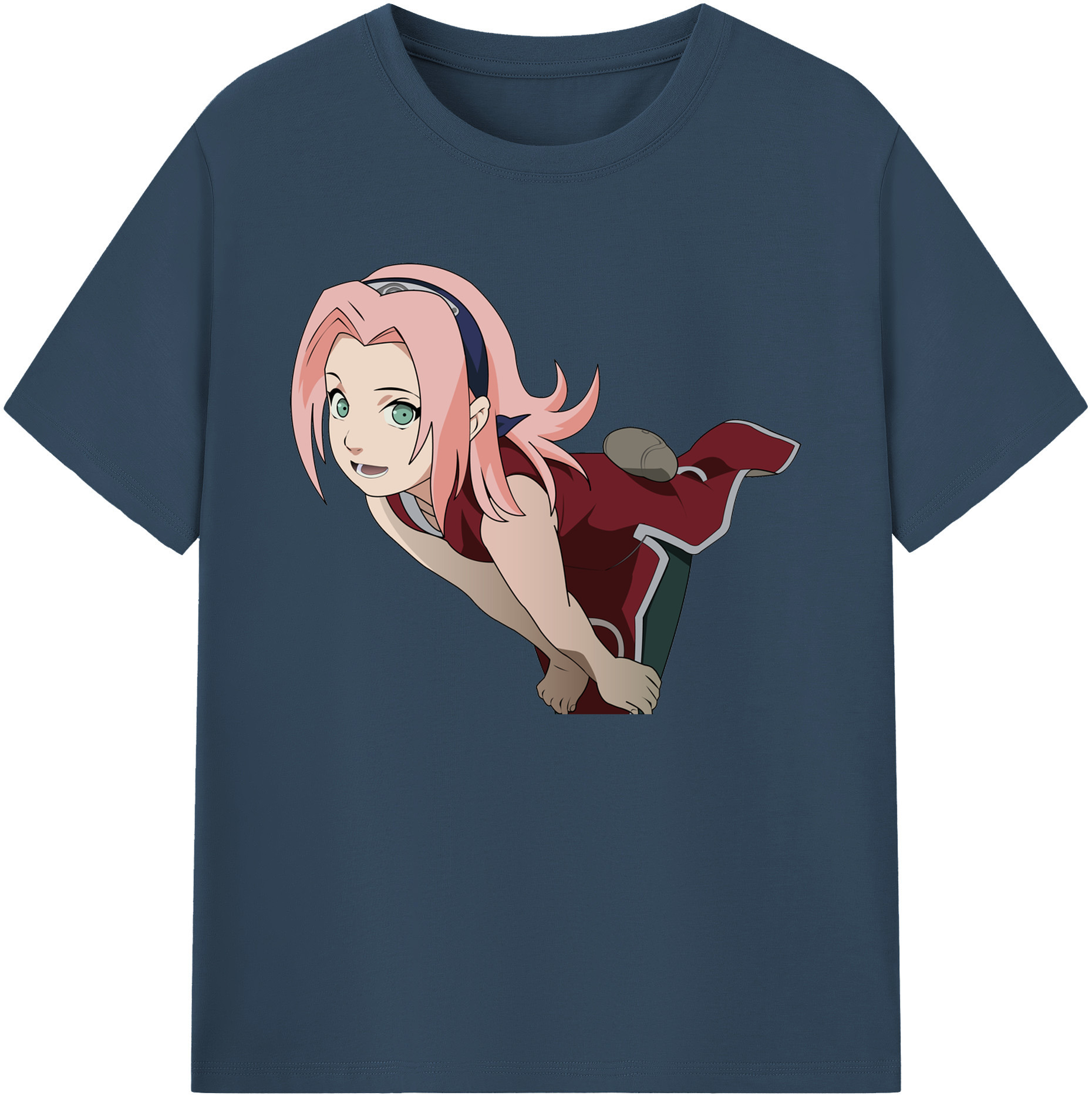 （画像用） NARUTO -ナルト- 春野サクラ Haruno Sakura 綿100％ メンズ半袖Tシャツ｜肌触りやわらか＆通気性