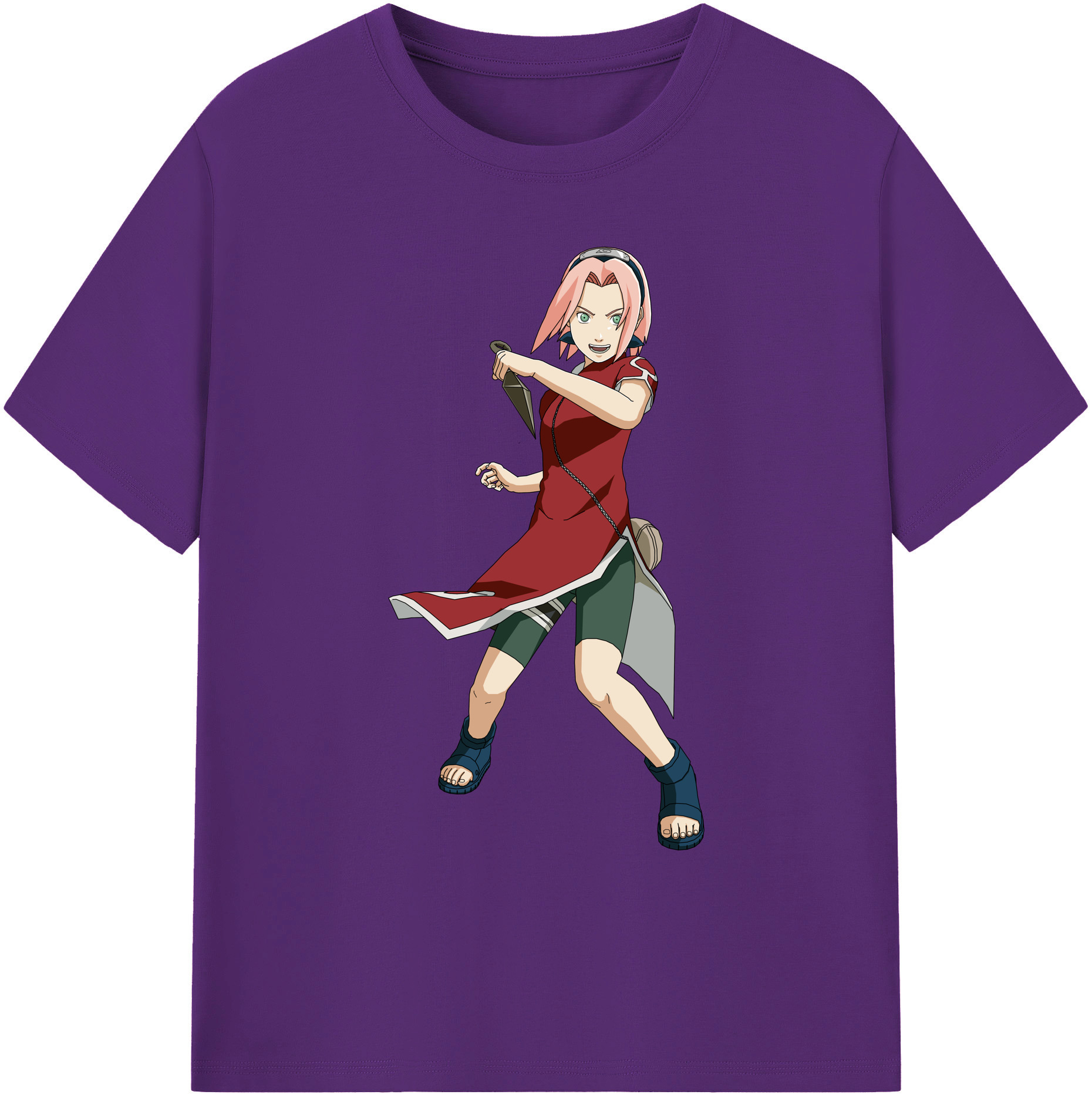（画像用） NARUTO -ナルト- 春野サクラ Haruno Sakura 綿100％ メンズ半袖Tシャツ｜肌触りやわらか＆通気性