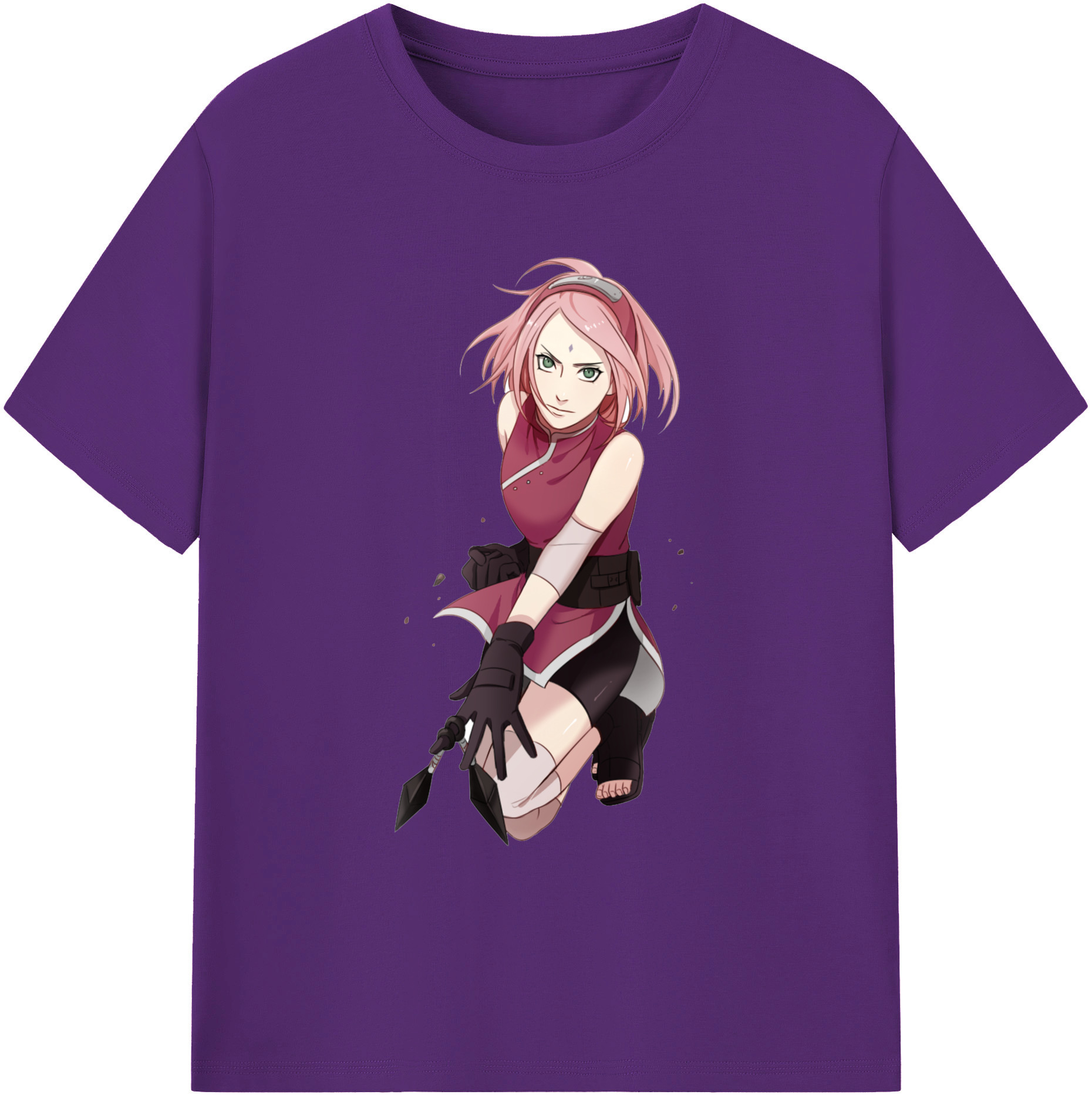 （画像用） NARUTO -ナルト- 春野サクラ Haruno Sakura 綿100％ メンズ半袖Tシャツ｜肌触りやわらか＆通気性