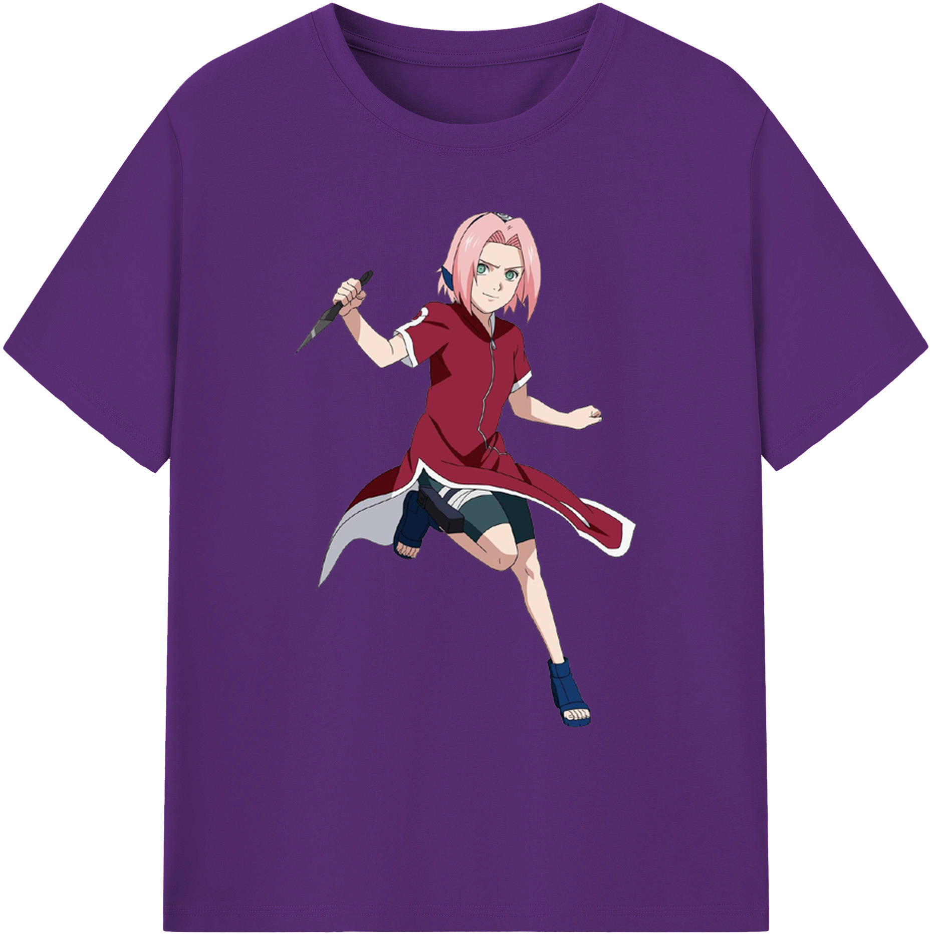 （画像用） NARUTO -ナルト- 春野サクラ Haruno Sakura 綿100％ メンズ半袖Tシャツ｜肌触りやわらか＆通気性