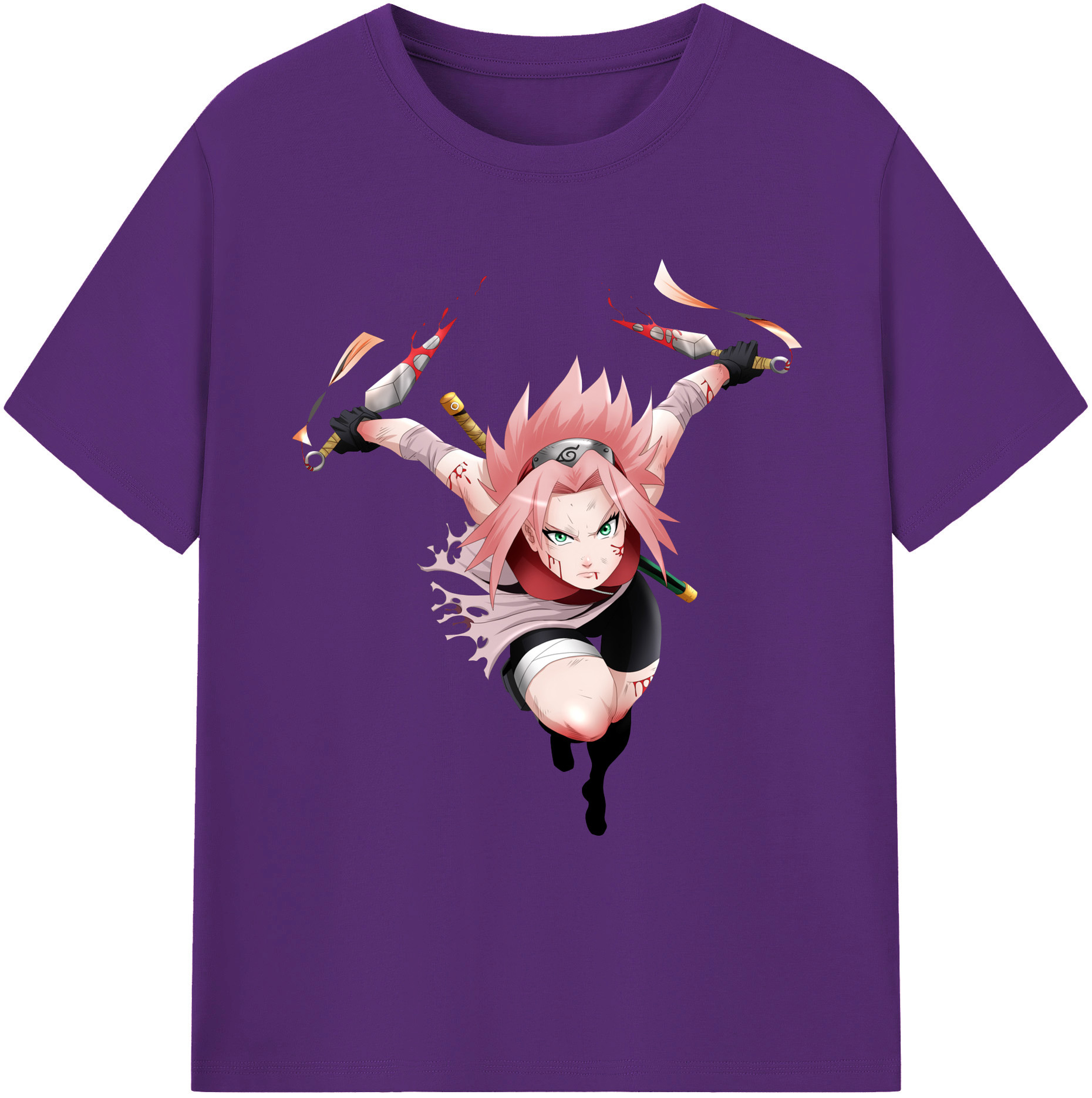 （画像用） NARUTO -ナルト- 春野サクラ Haruno Sakura 綿100％ メンズ半袖Tシャツ｜肌触りやわらか＆通気性