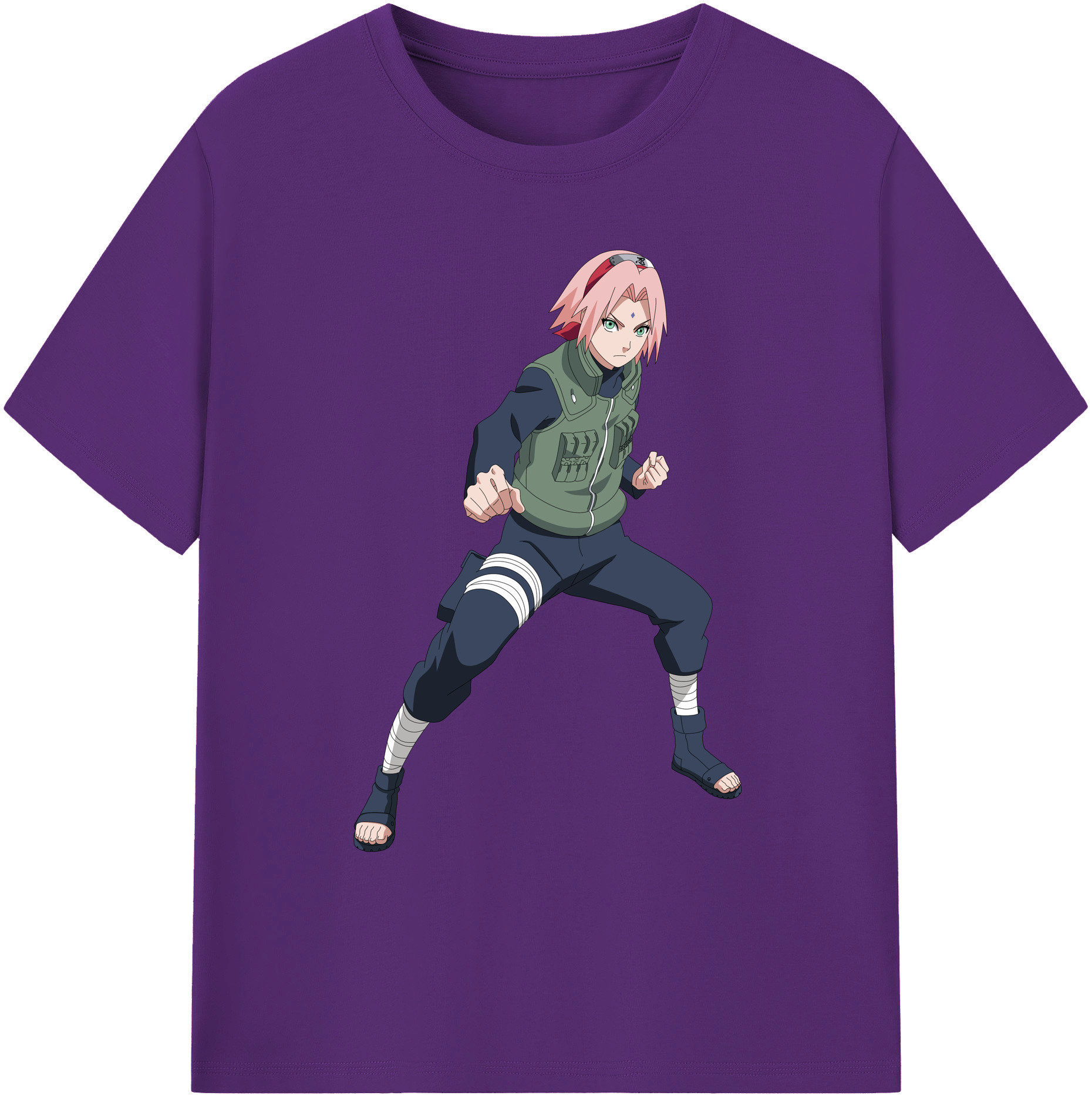 （画像用） NARUTO -ナルト- 春野サクラ Haruno Sakura 綿100％ メンズ半袖Tシャツ｜肌触りやわらか＆通気性