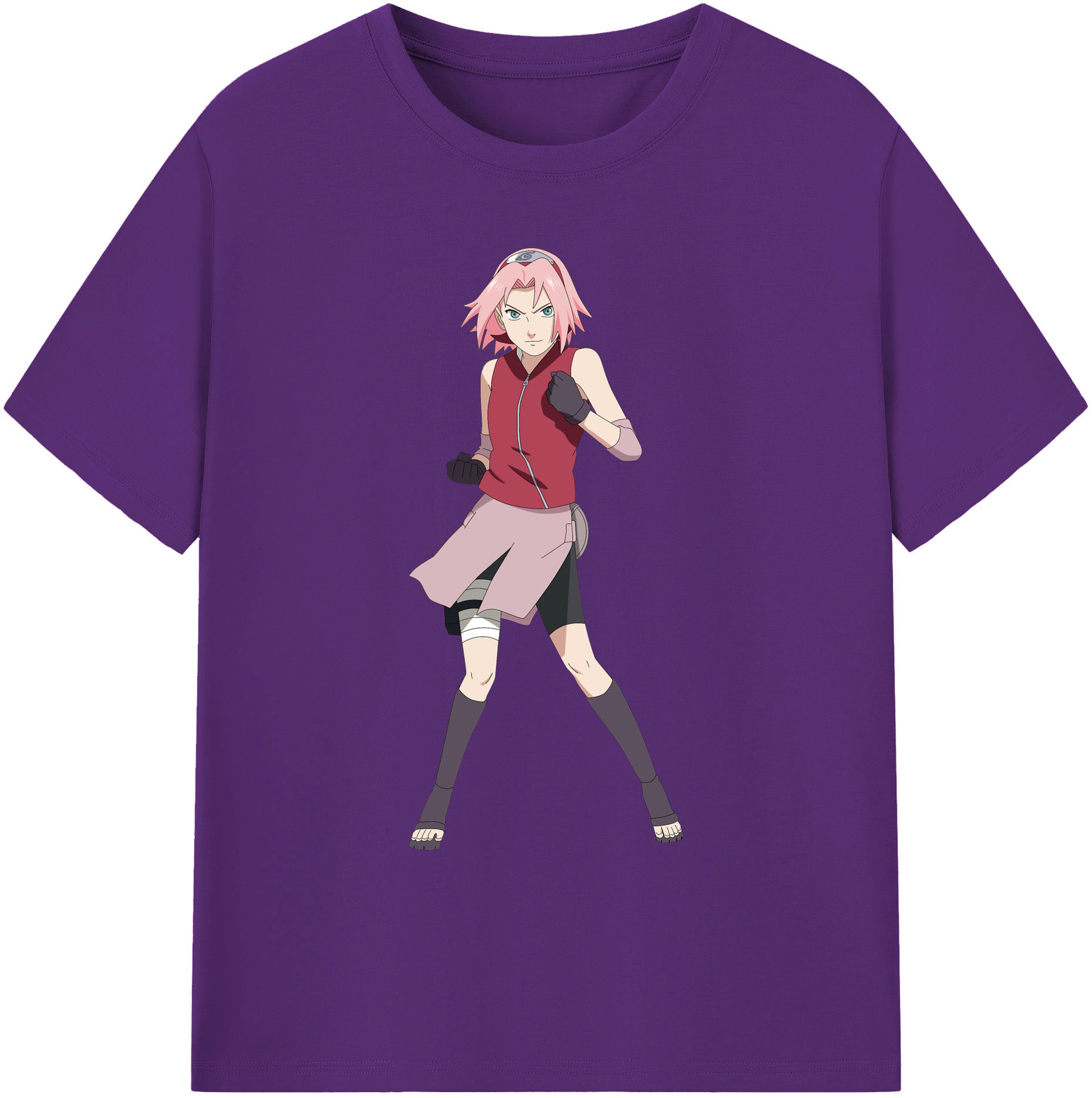 （画像用） NARUTO -ナルト- 春野サクラ Haruno Sakura 綿100％ メンズ半袖Tシャツ｜肌触りやわらか＆通気性