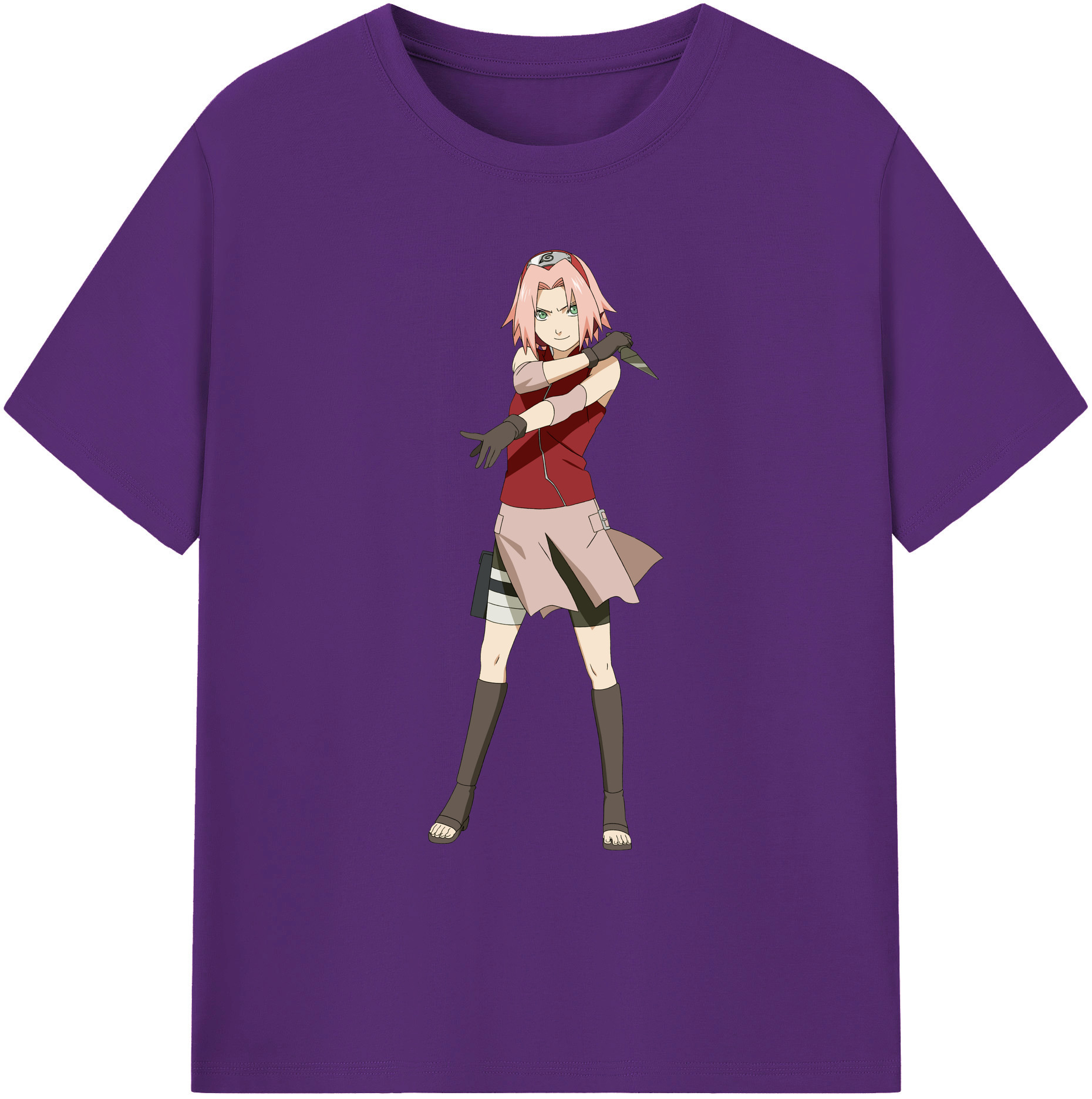 （画像用） NARUTO -ナルト- 春野サクラ Haruno Sakura 綿100％ メンズ半袖Tシャツ｜肌触りやわらか＆通気性