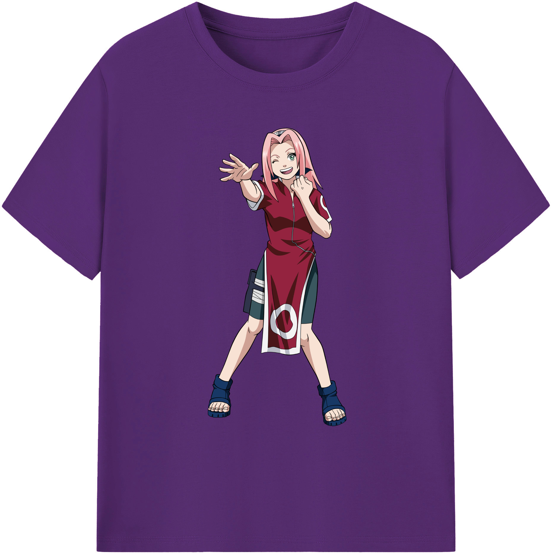 （画像用） NARUTO -ナルト- 春野サクラ Haruno Sakura 綿100％ メンズ半袖Tシャツ｜肌触りやわらか＆通気性