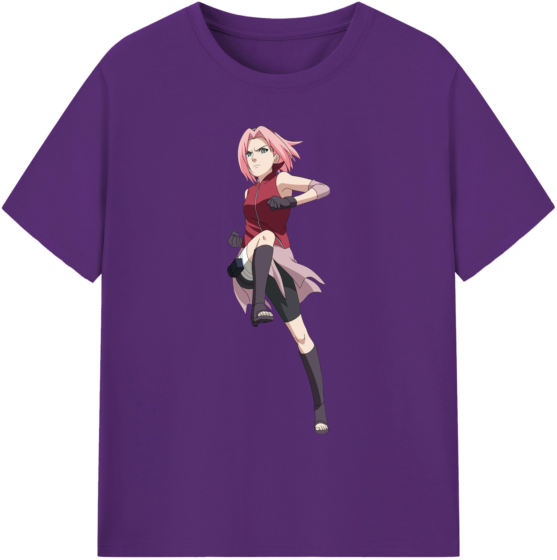 （画像用） NARUTO -ナルト- 春野サクラ Haruno Sakura 綿100％ メンズ半袖Tシャツ｜肌触りやわらか＆通気性