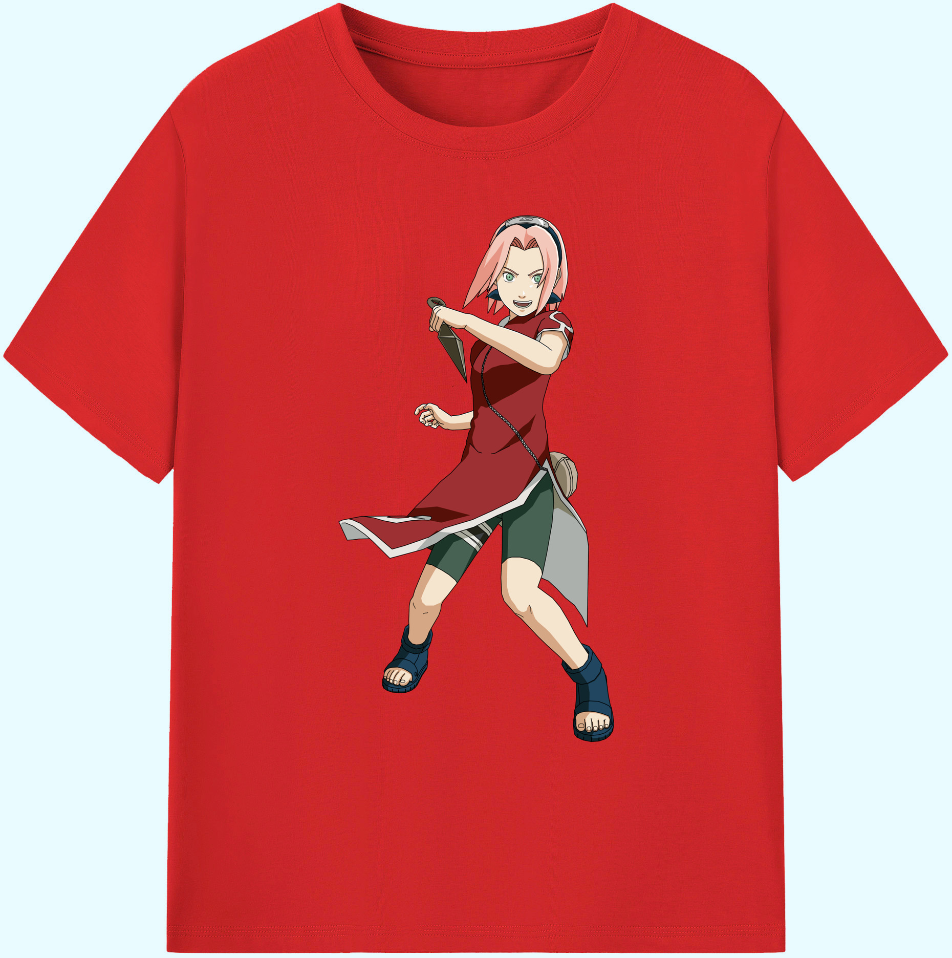 （画像用） NARUTO -ナルト- 春野サクラ Haruno Sakura 綿100％ メンズ半袖Tシャツ｜肌触りやわらか＆通気性