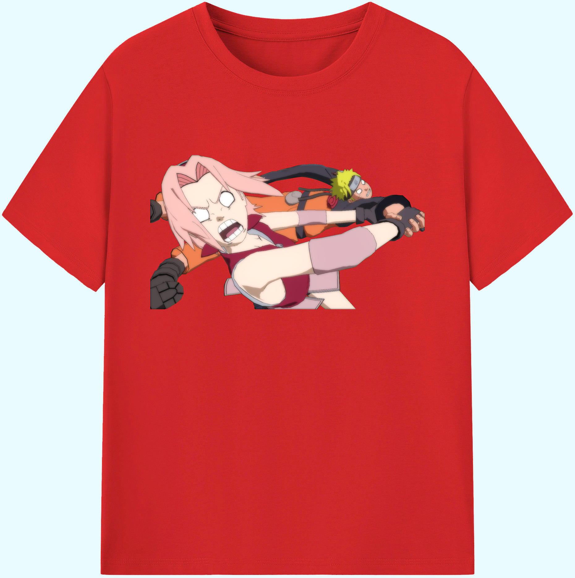 （画像用） NARUTO -ナルト- 春野サクラ Haruno Sakura 綿100％ メンズ半袖Tシャツ｜肌触りやわらか＆通気性