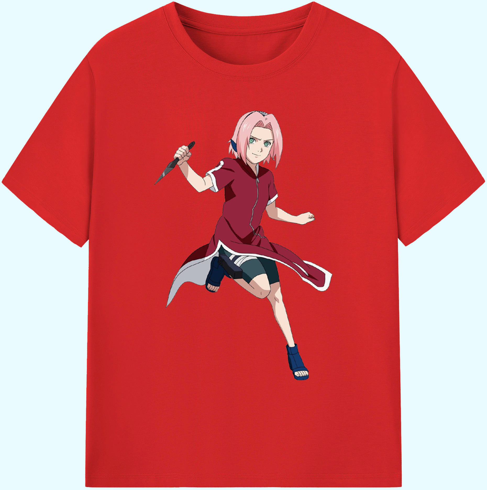 （画像用） NARUTO -ナルト- 春野サクラ Haruno Sakura 綿100％ メンズ半袖Tシャツ｜肌触りやわらか＆通気性
