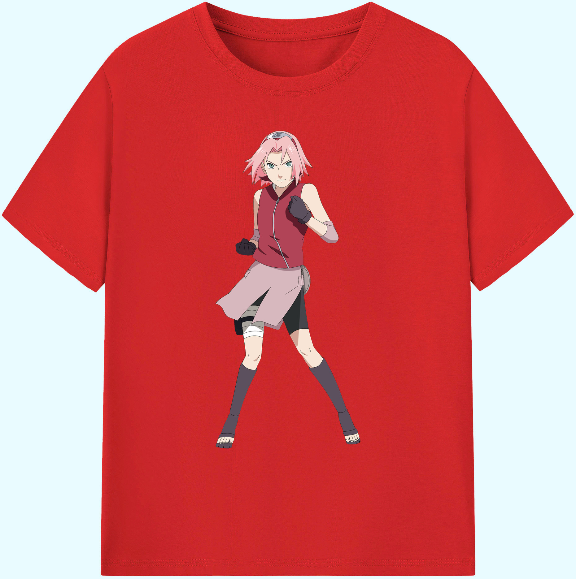 （画像用） NARUTO -ナルト- 春野サクラ Haruno Sakura 綿100％ メンズ半袖Tシャツ｜肌触りやわらか＆通気性