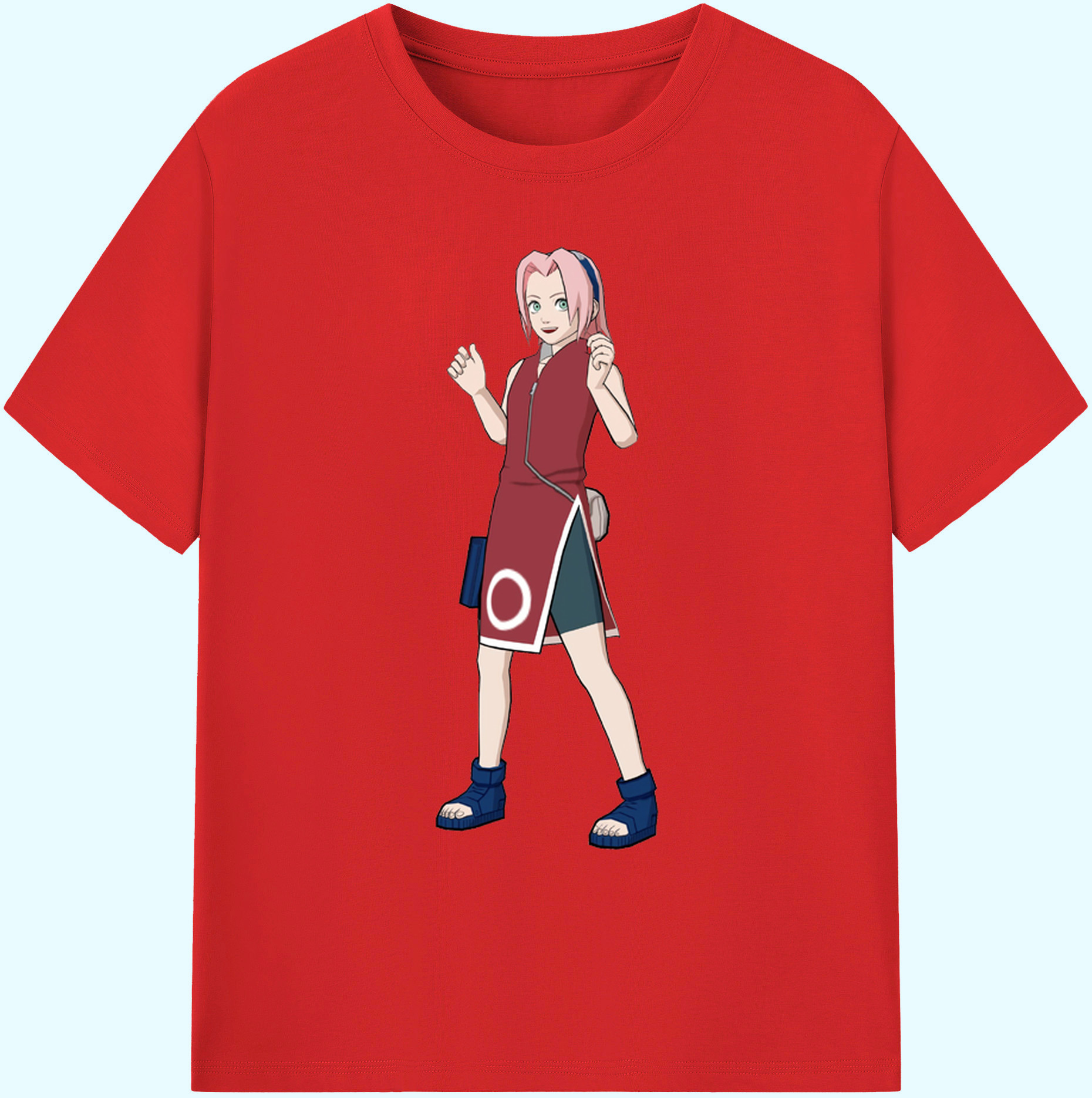（画像用） NARUTO -ナルト- 春野サクラ Haruno Sakura 綿100％ メンズ半袖Tシャツ｜肌触りやわらか＆通気性
